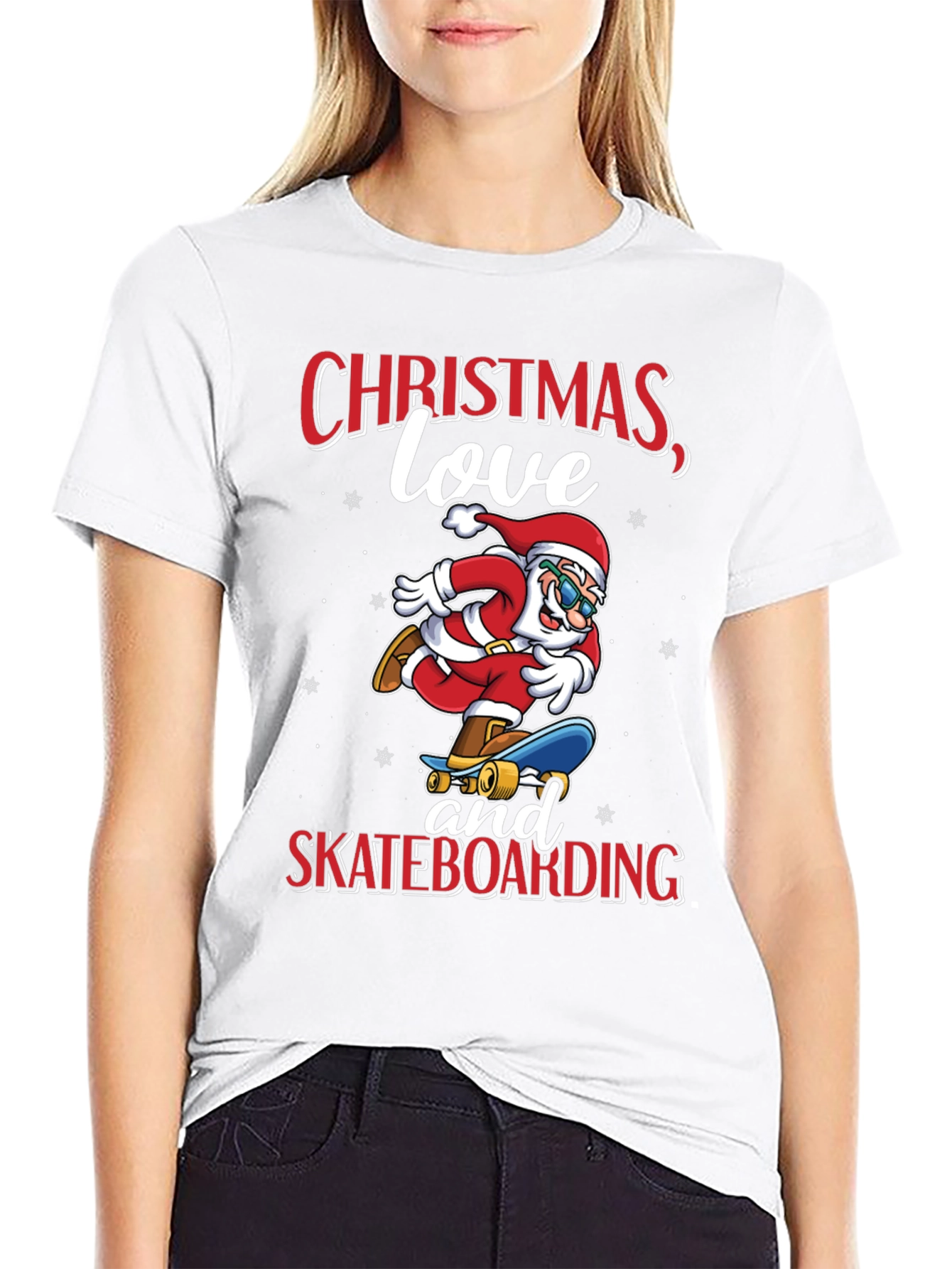Santa Skateboarding Christmas T-Shirt