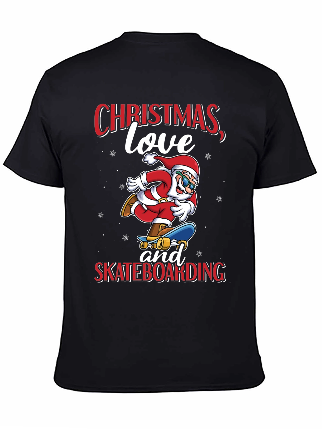 Santa Skateboarding Christmas T-Shirt