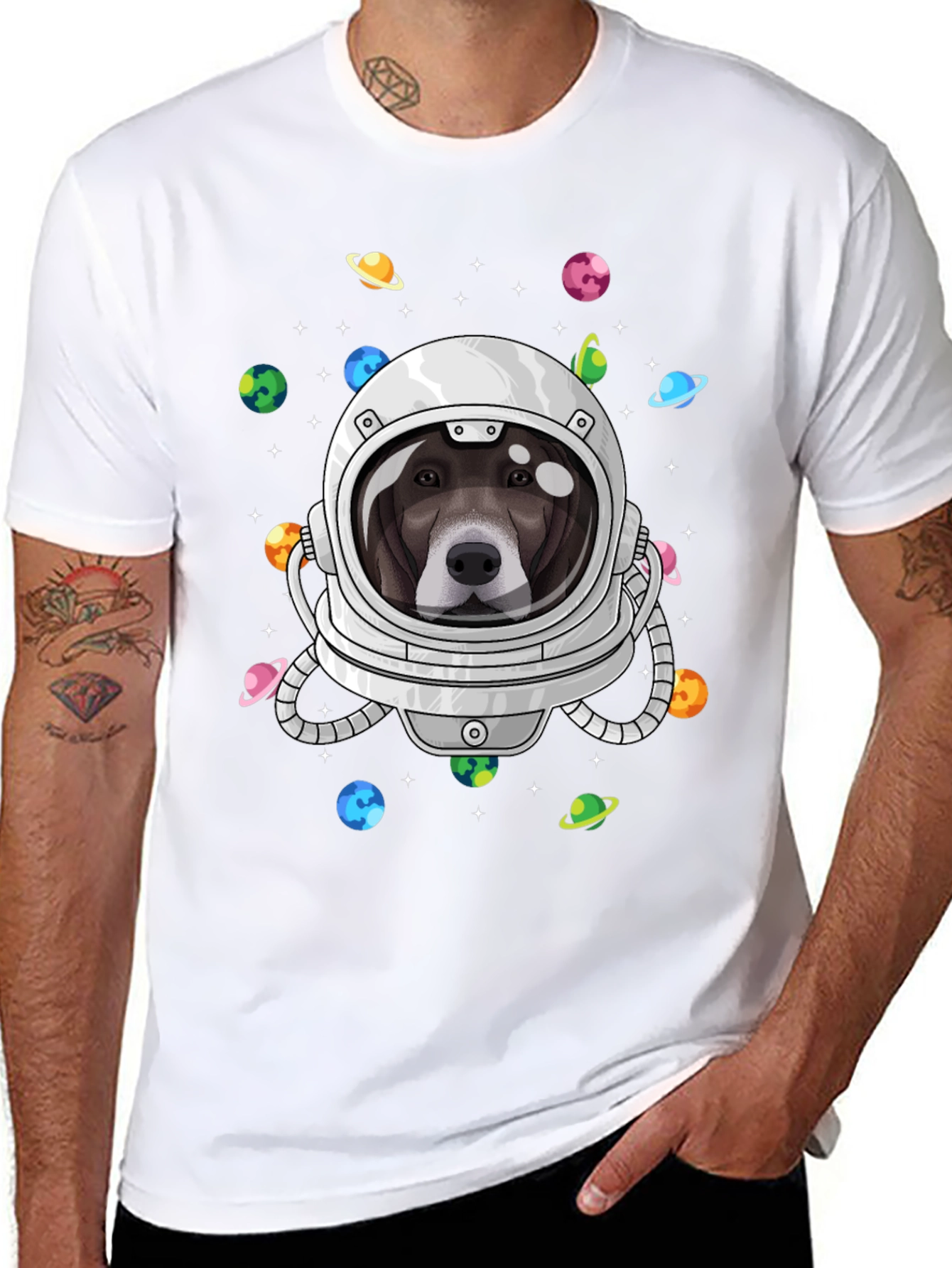 Dog Astronaut Black T-Shirt