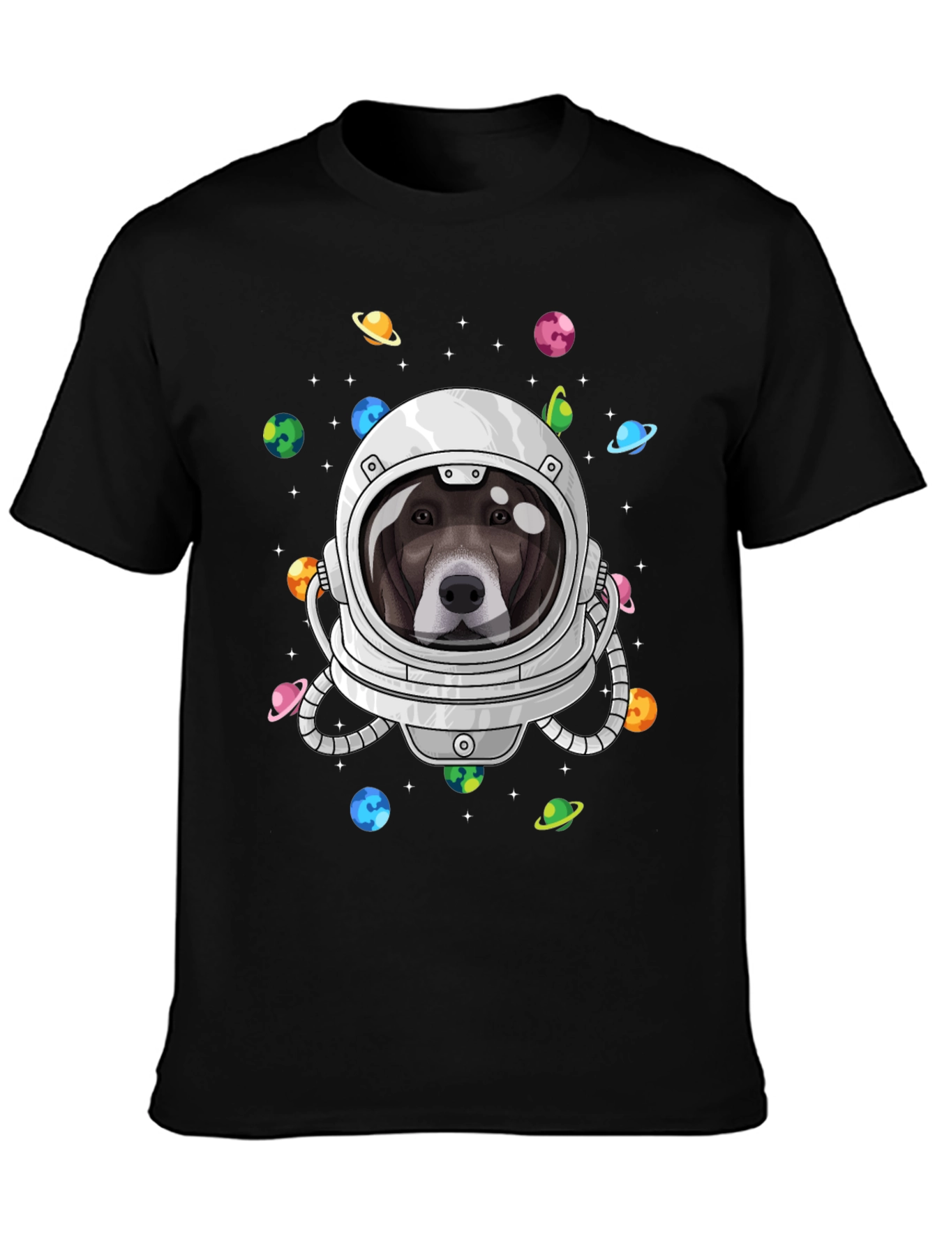 Dog Astronaut Black T-Shirt