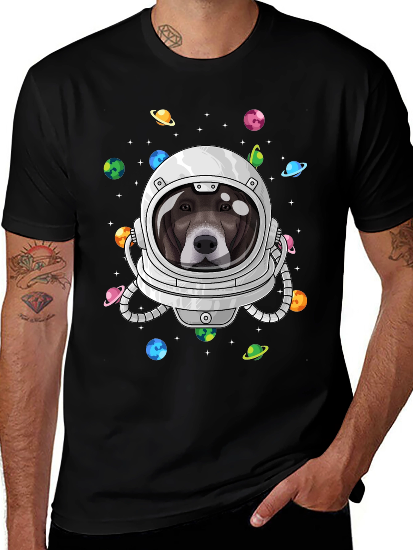 Dog Astronaut Black T-Shirt