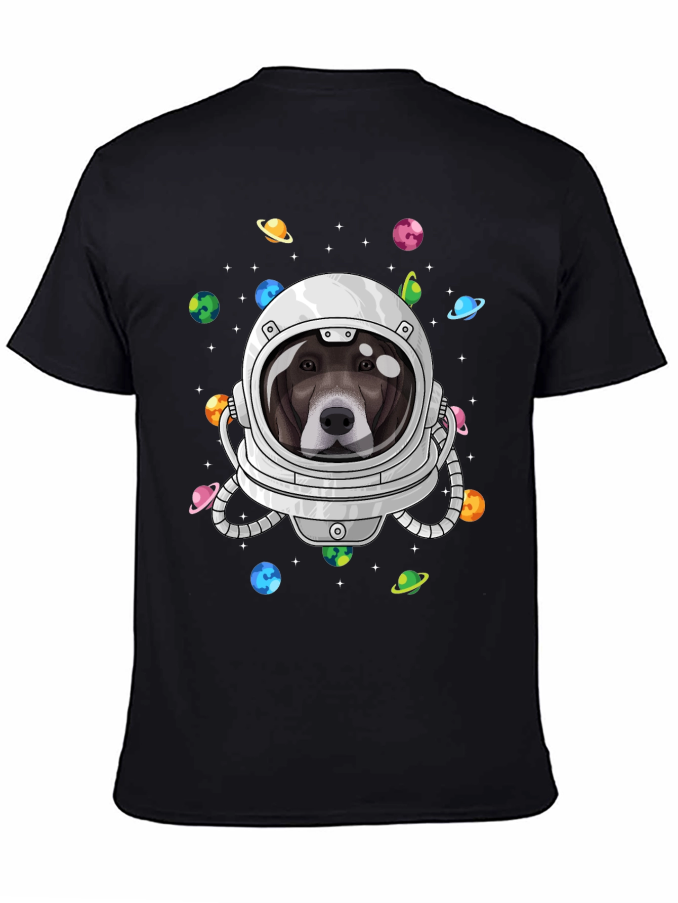 Dog Astronaut Black T-Shirt