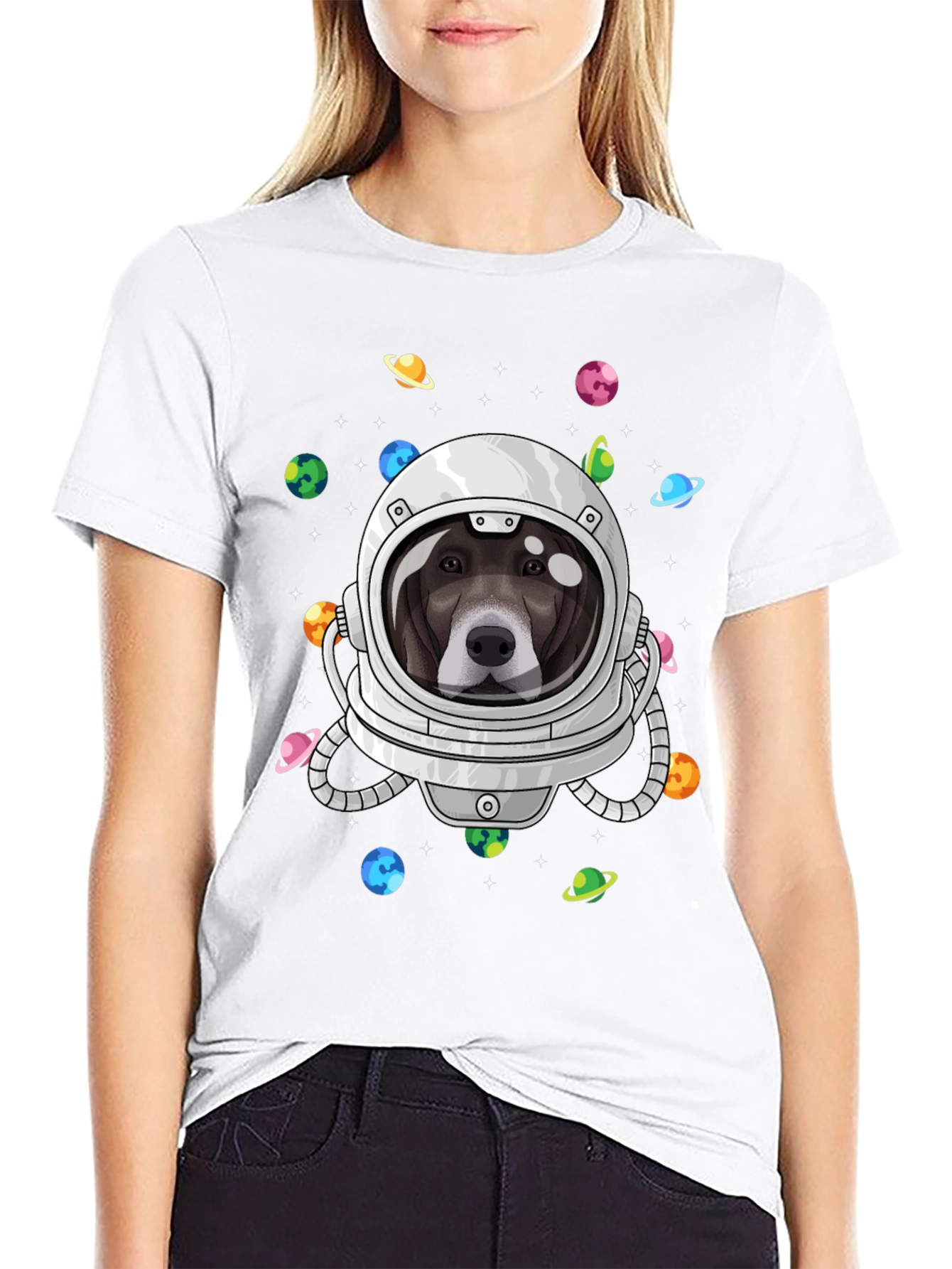 Dog Astronaut Black T-Shirt