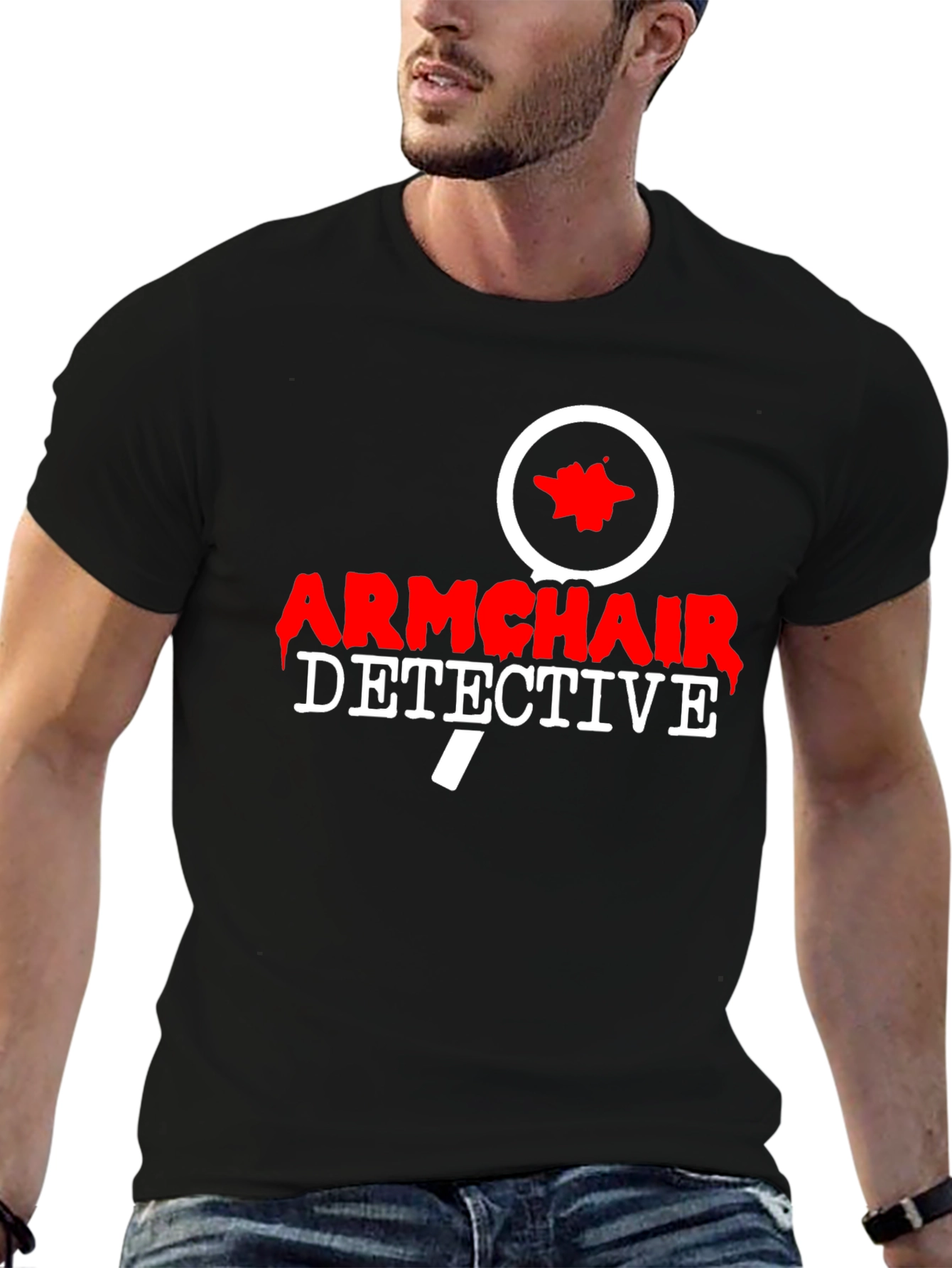 Armchair Detective T-Shirt - Black Cotton Graphic Tee