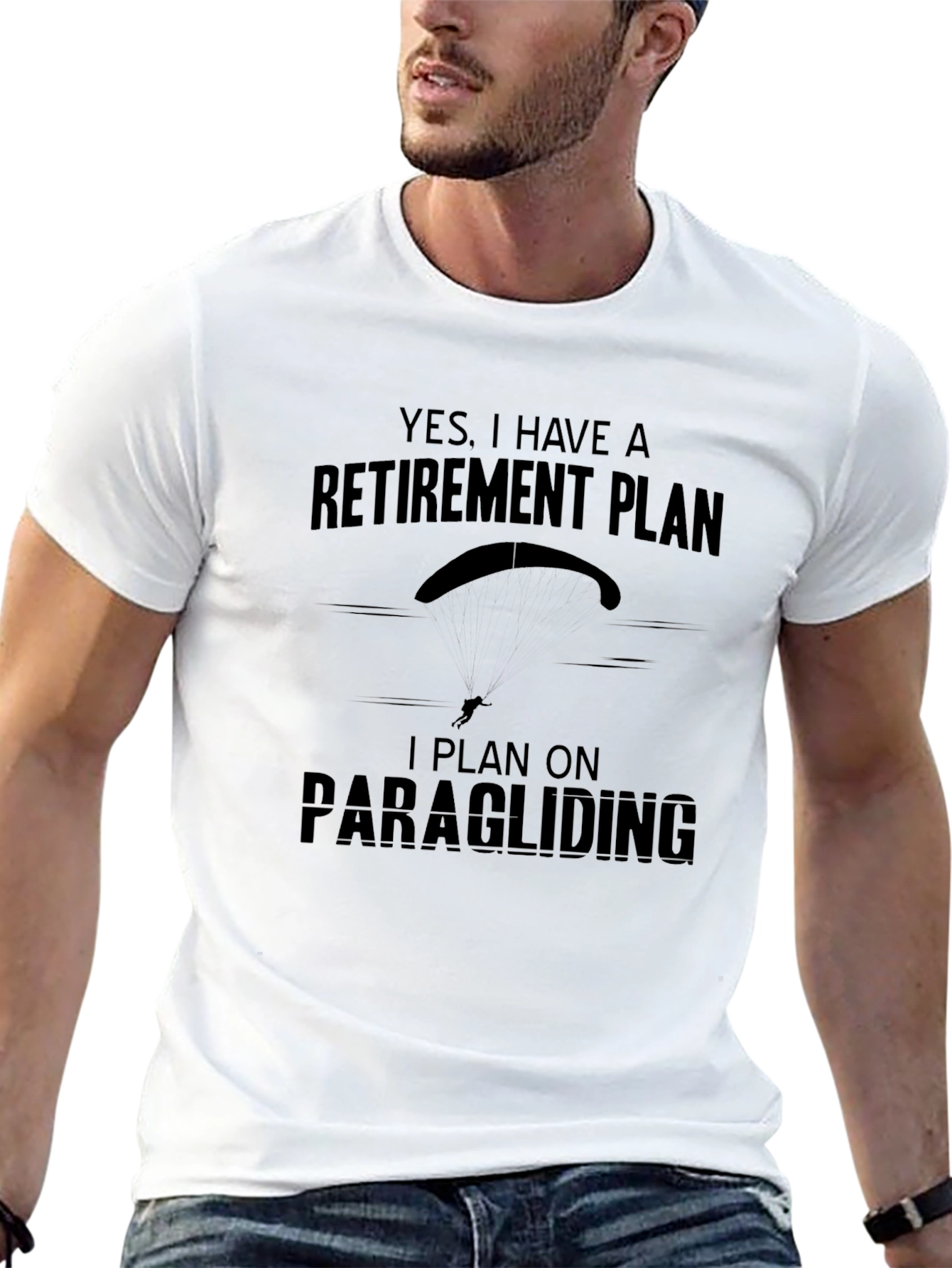 Retirement Plan Paragliding T-Shirt - Black Graphic Tee