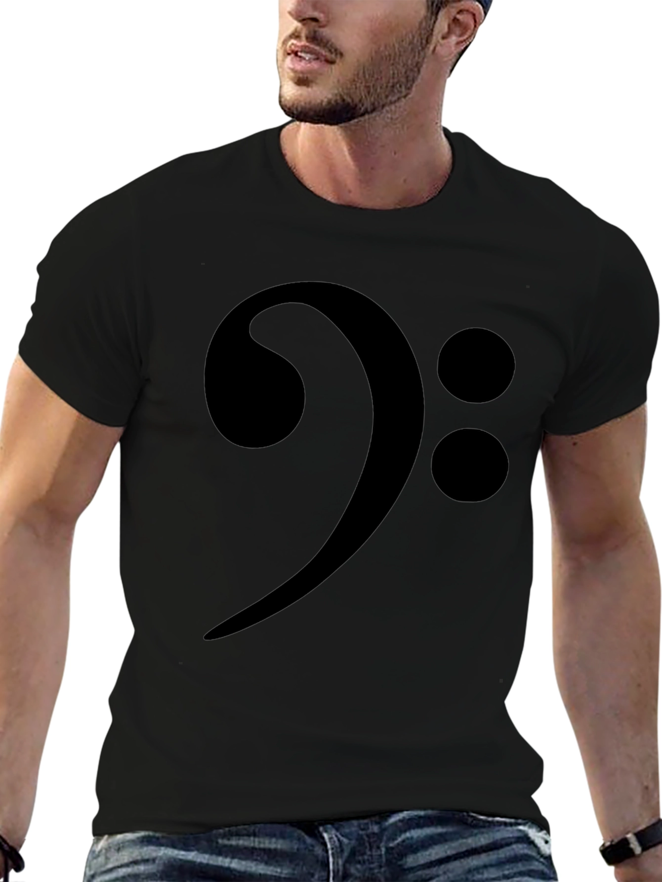 Bass Clef Music T-Shirt - Black Musical Symbol