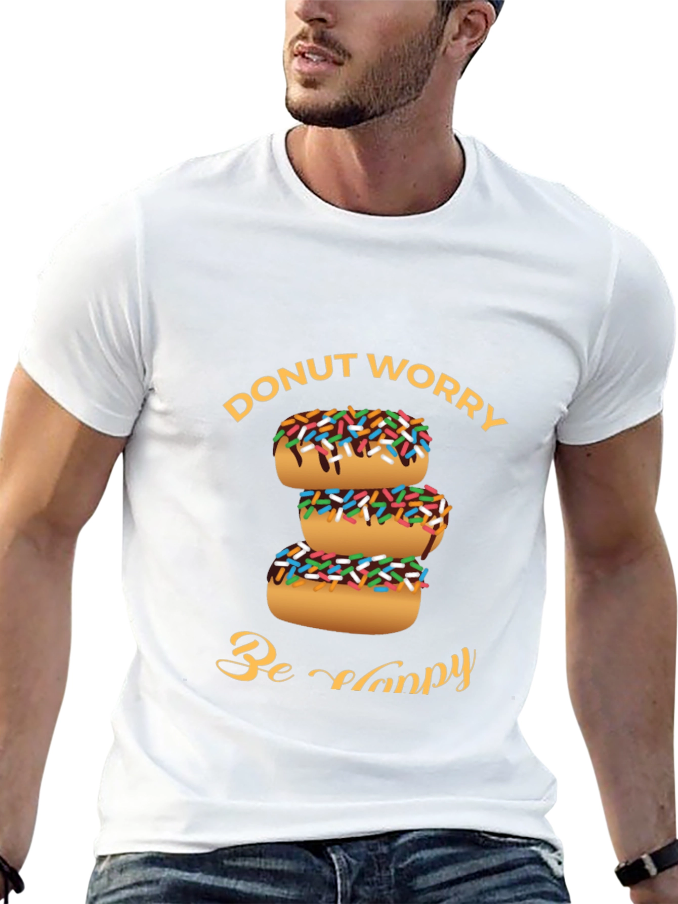 Donut Worry Be Happy Graphic T-Shirt