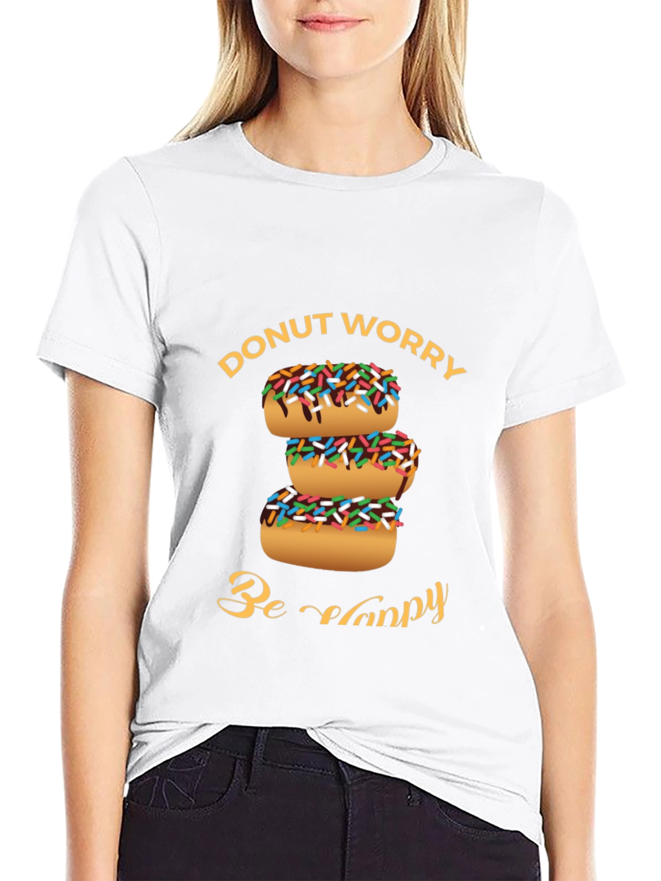 Donut Worry Be Happy Graphic T-Shirt