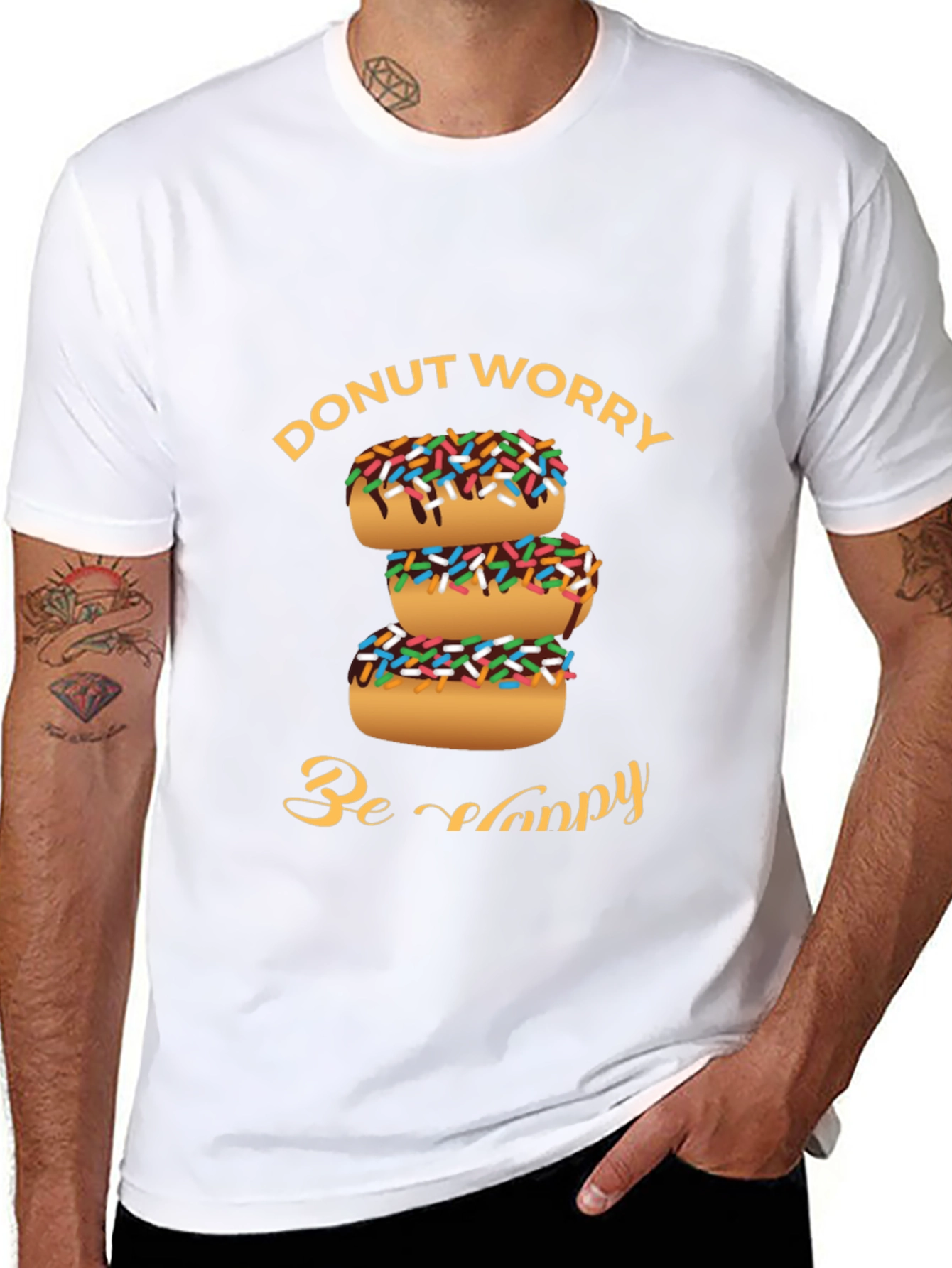 Donut Worry Be Happy Graphic T-Shirt