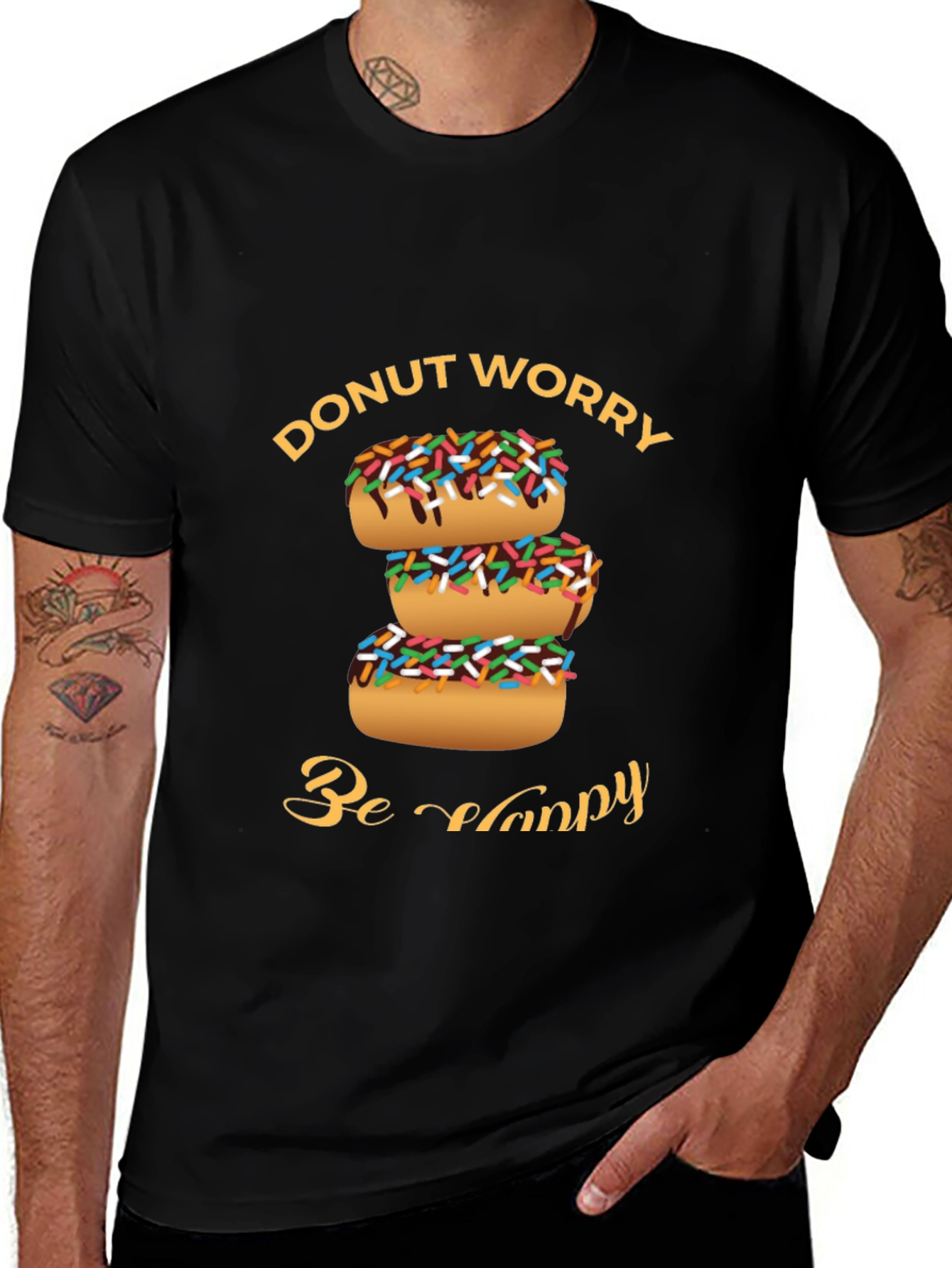 Donut Worry Be Happy Graphic T-Shirt