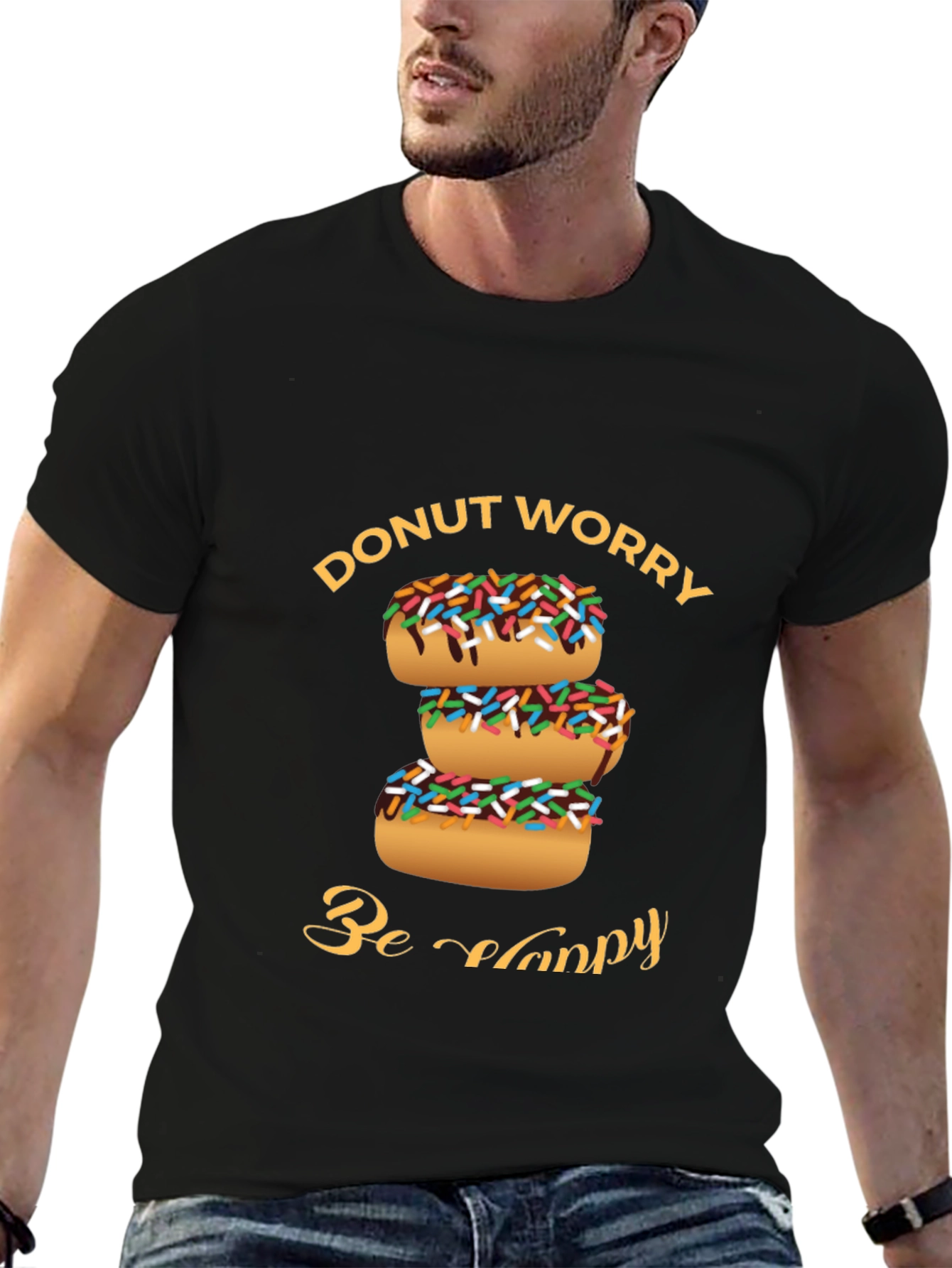 Donut Worry Be Happy Graphic T-Shirt