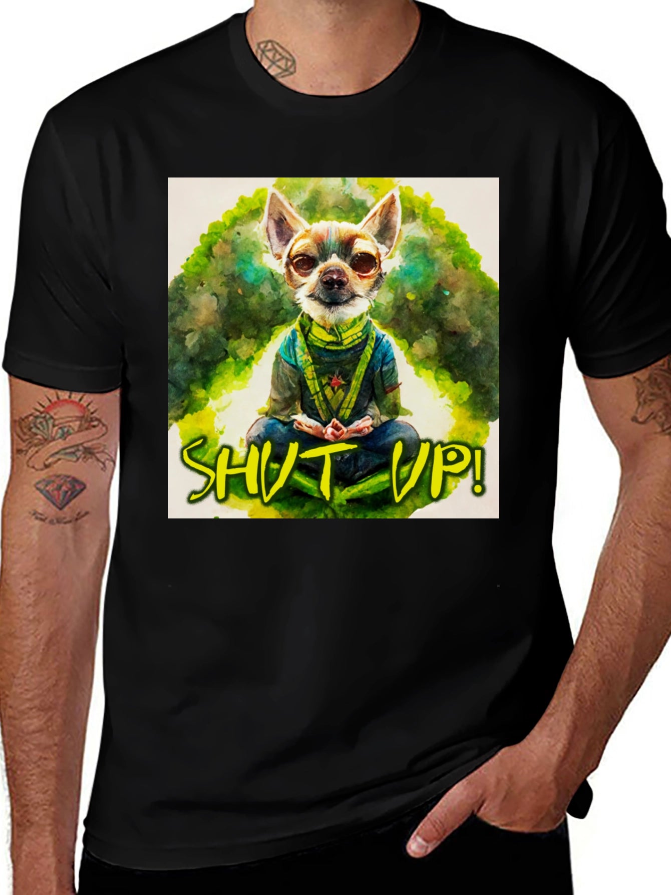Zen Chihuahua T-Shirt - Shut Up! Design