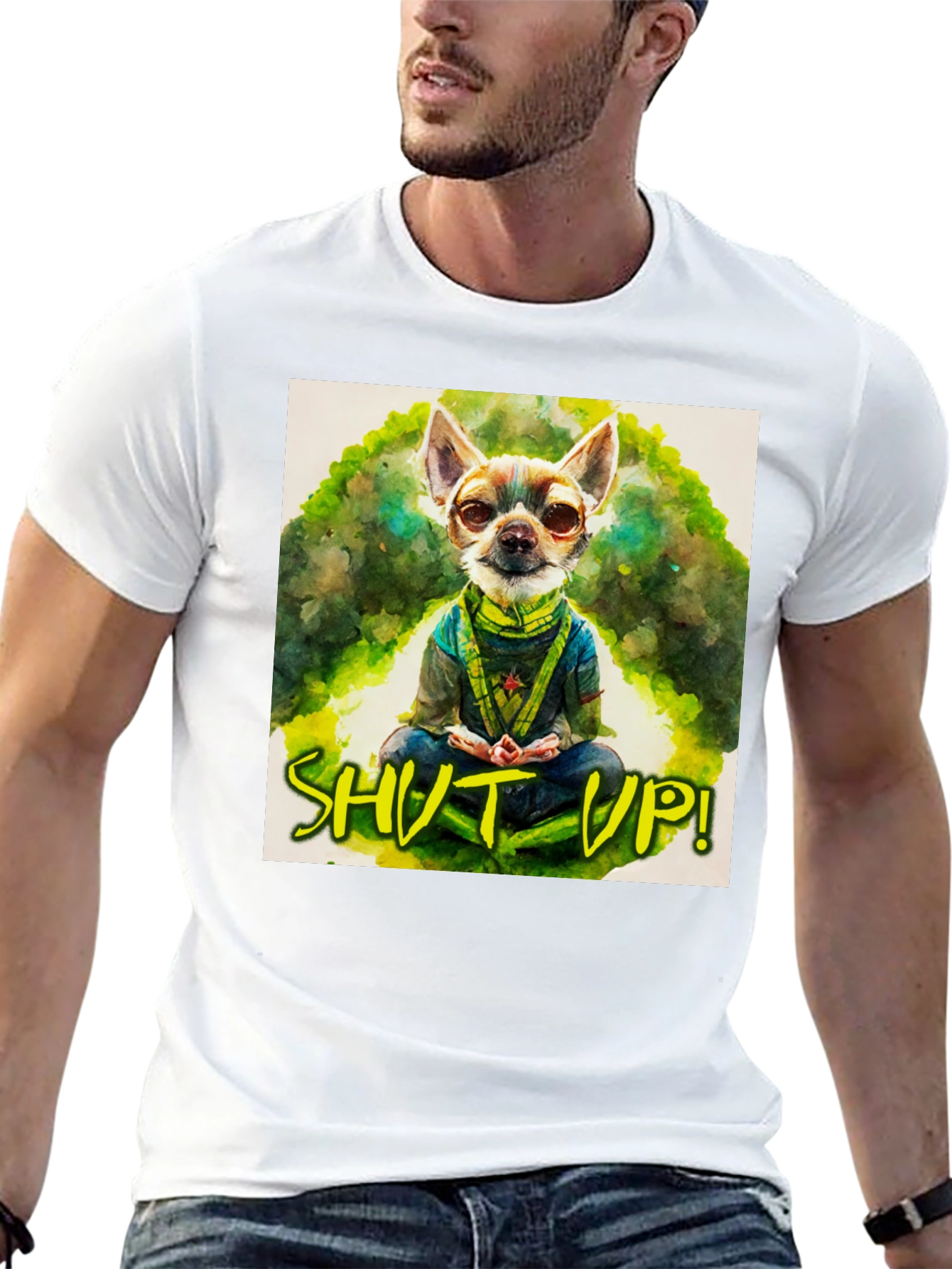 Zen Chihuahua T-Shirt - Shut Up! Design