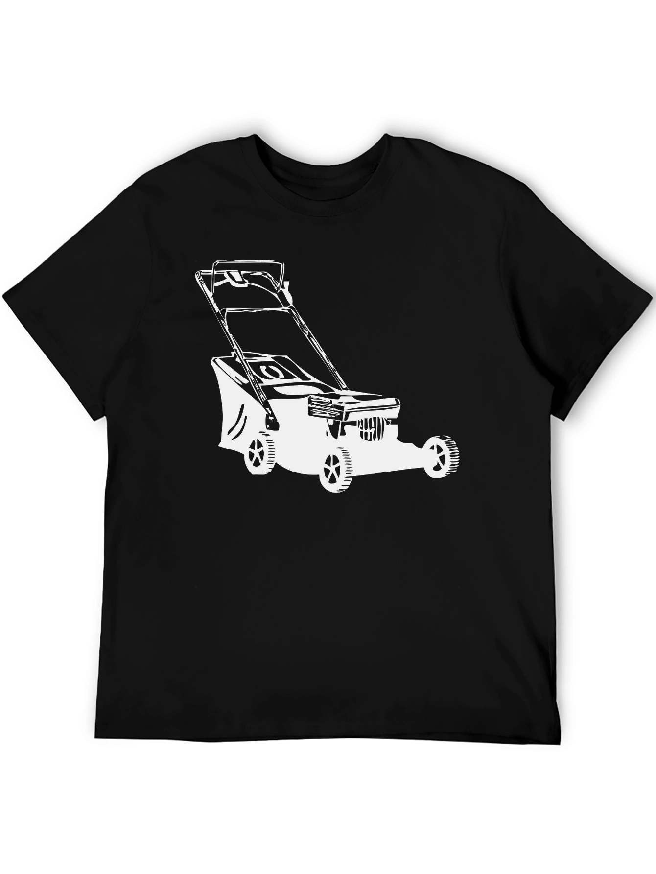 Lawn Mower Graphic Tee - Black Cotton T-Shirt