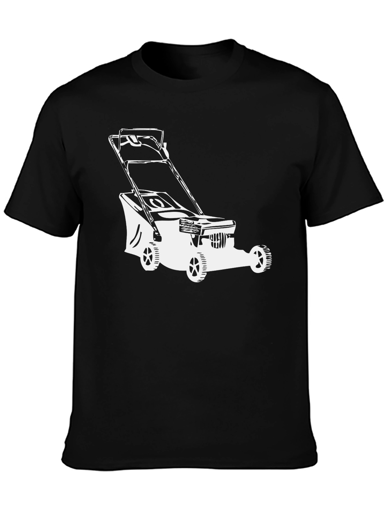 Lawn Mower Graphic Tee - Black Cotton T-Shirt