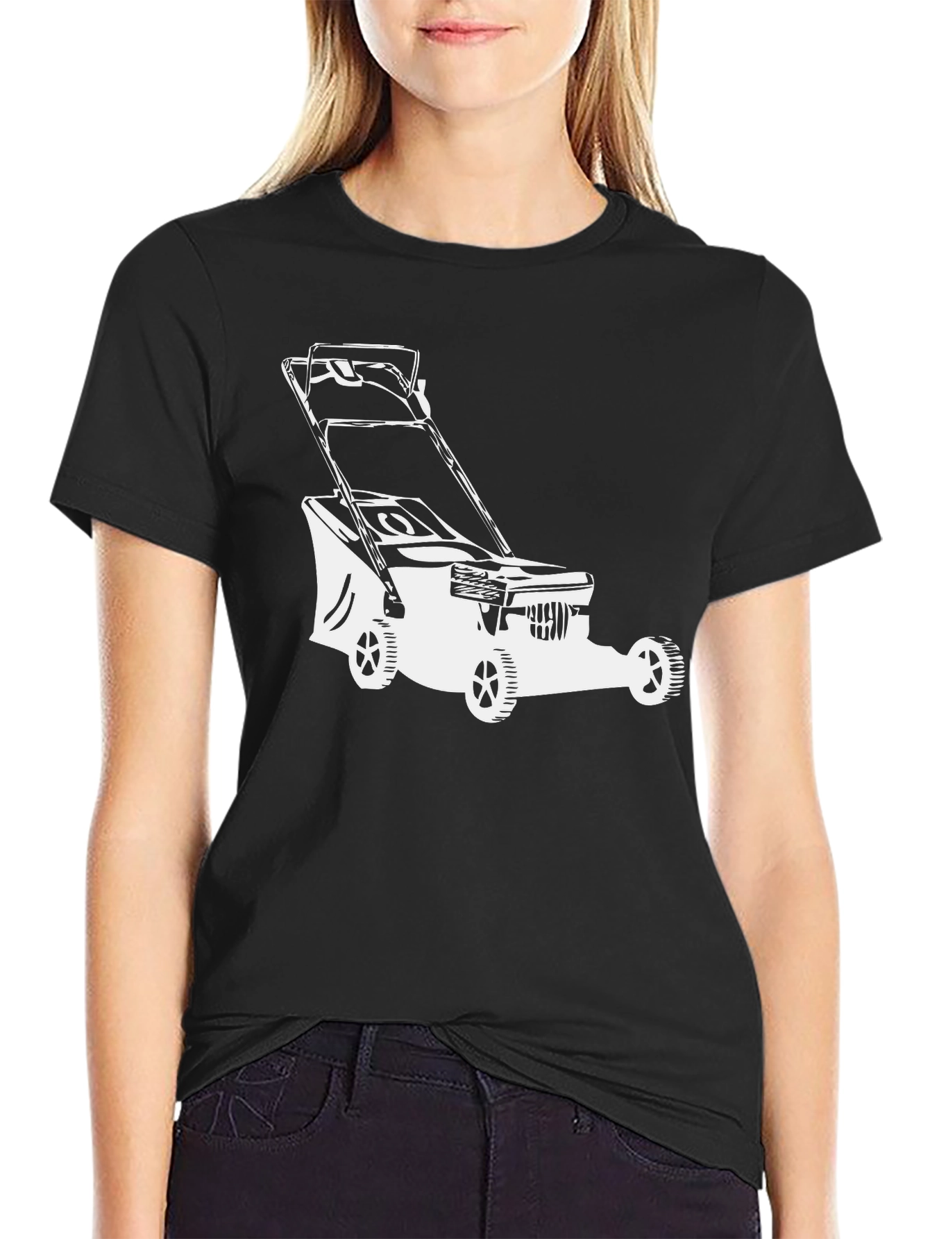 Lawn Mower Graphic Tee - Black Cotton T-Shirt