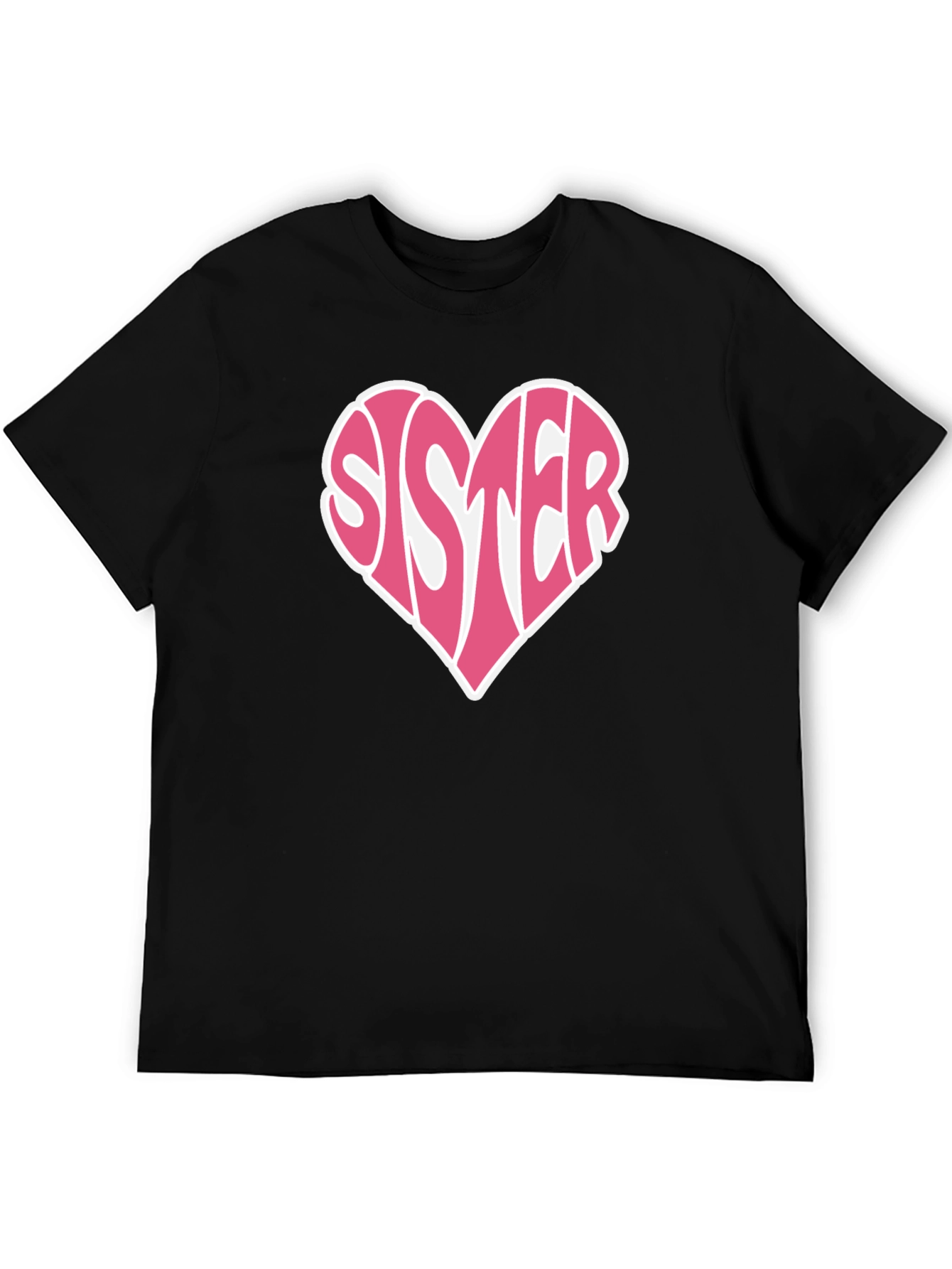 Sister Heart Graphic Tee - Soft Cotton Black T-Shirt