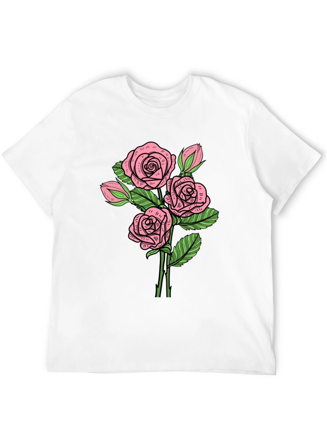 Floral Rose Print Crew Neck T-Shirt