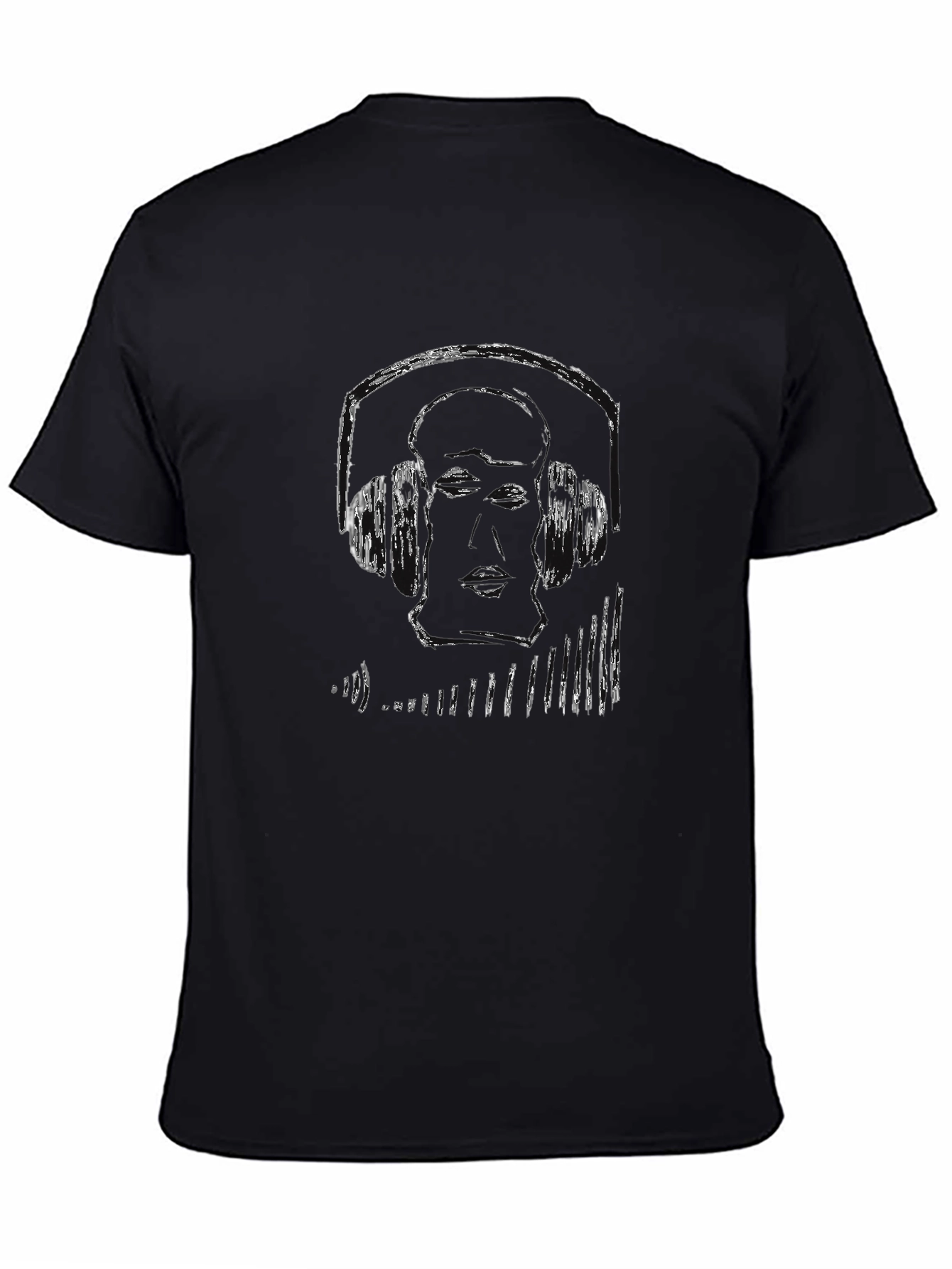 Black Graphic Tee - DJ Headphones Design