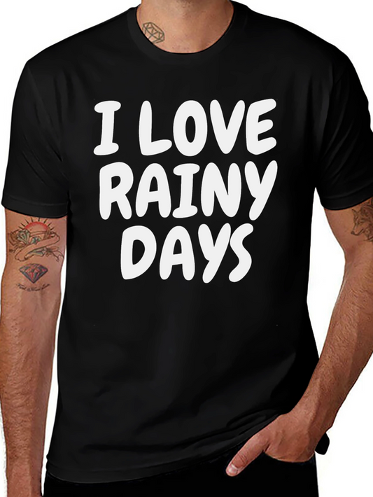 I Love Rainy Days Black T-Shirt