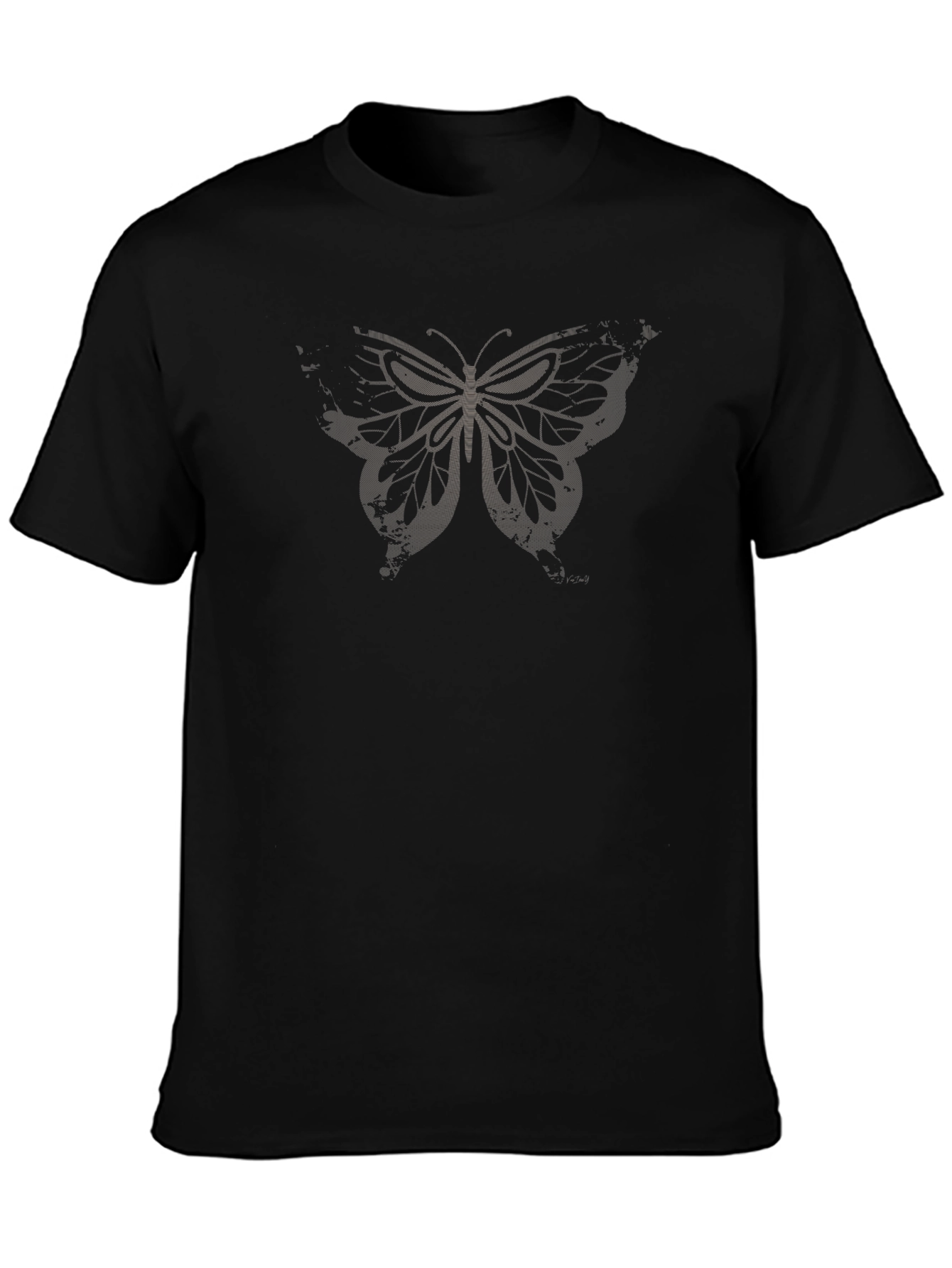 Mens Black Butterfly Graphic T-Shirt