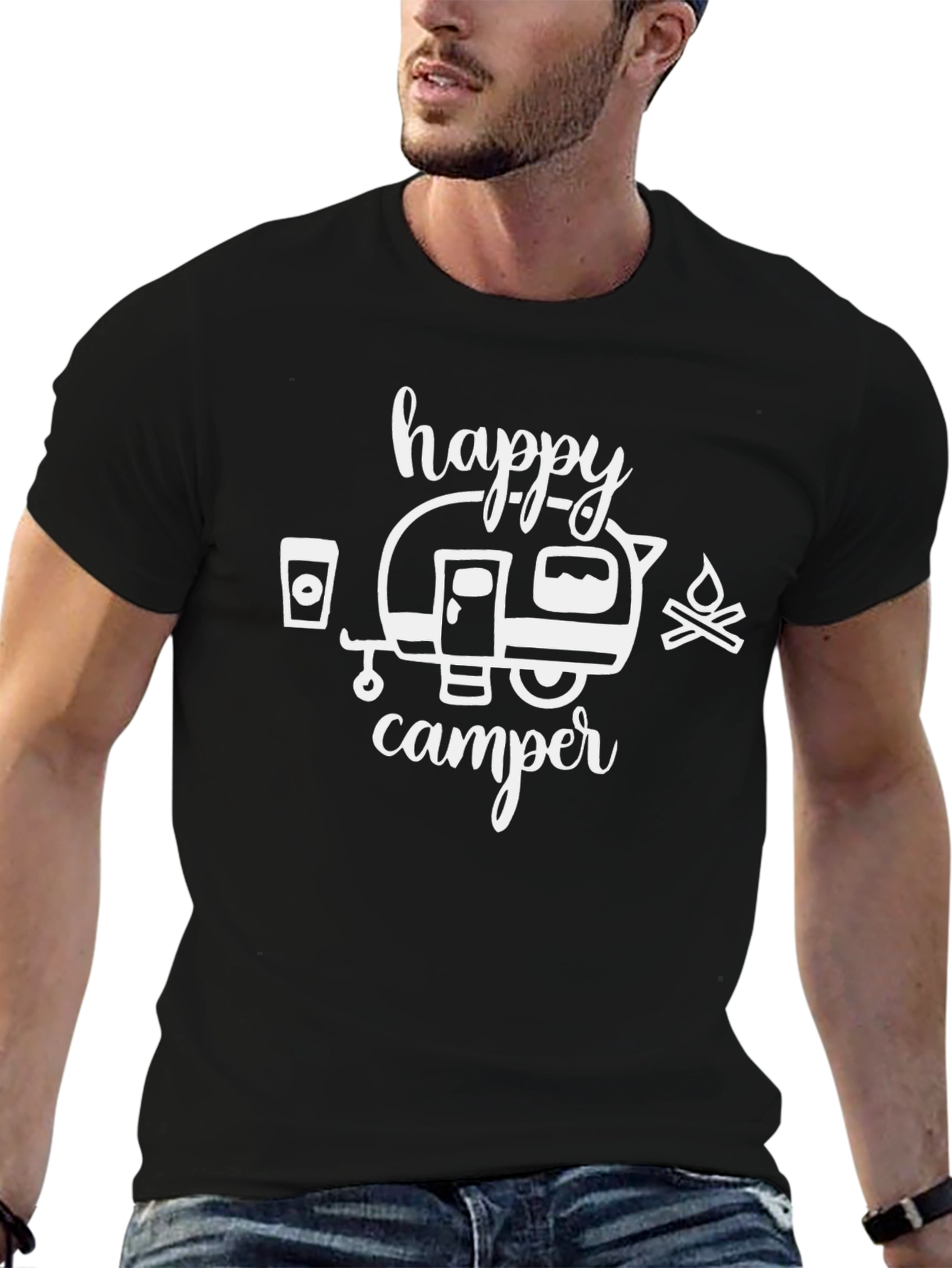 Happy Camper Graphic Tee - Camping Adventure Shirt