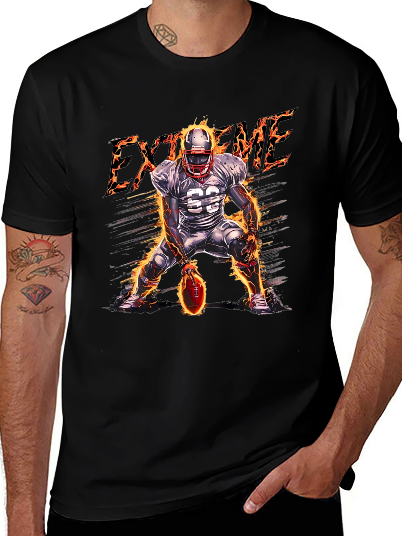 Xtreme Football Player Black T-Shirt