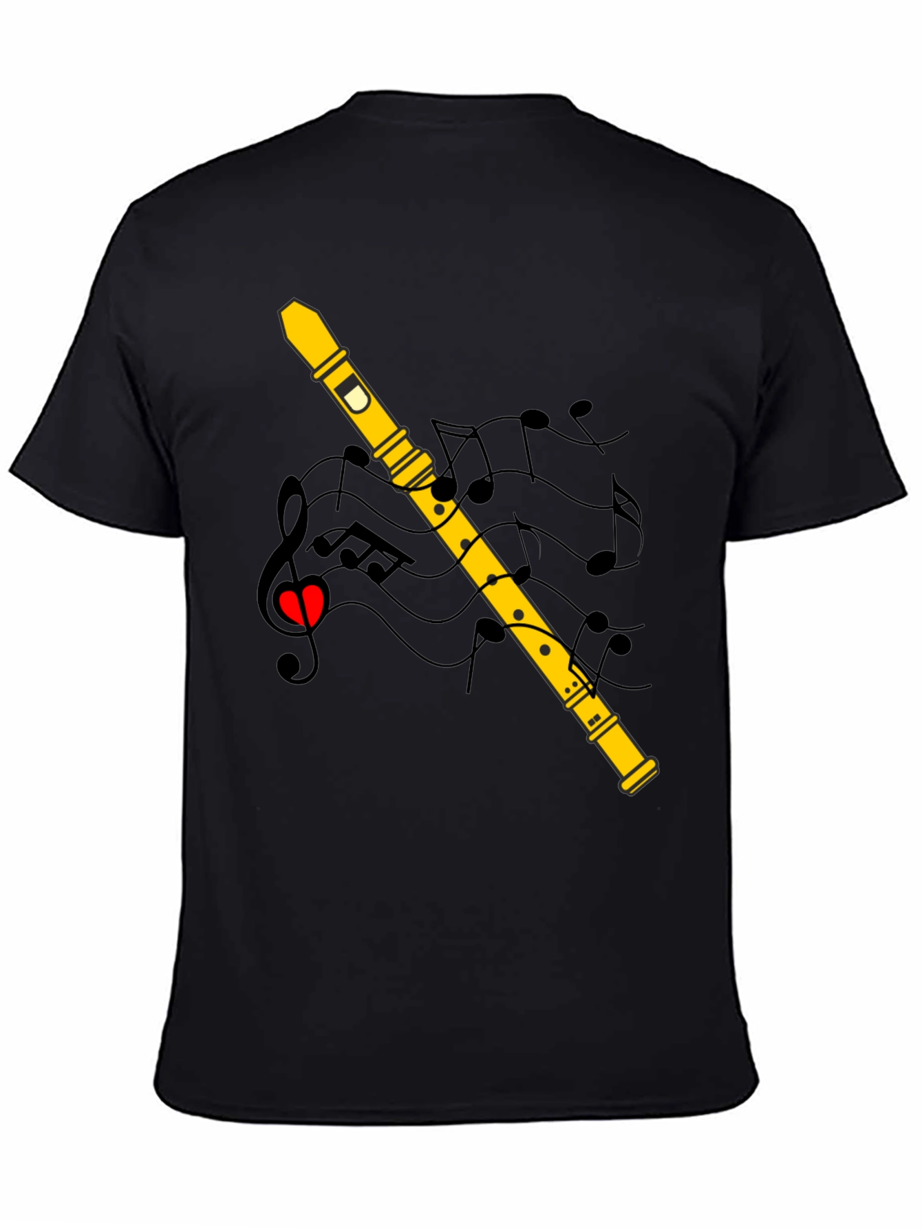 Musical Flute T-Shirt - Black Cotton Tee