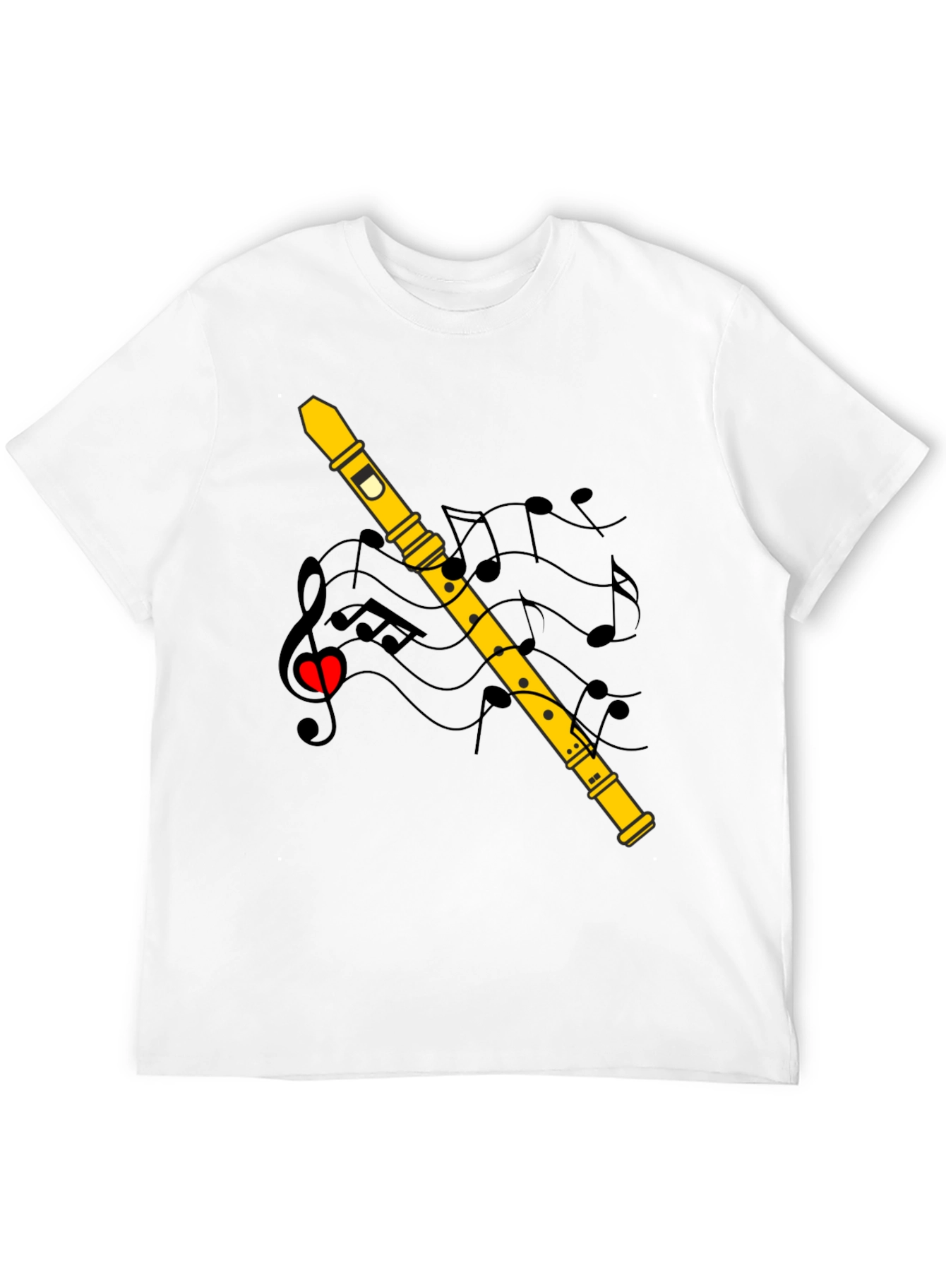 Musical Flute T-Shirt - Black Cotton Tee