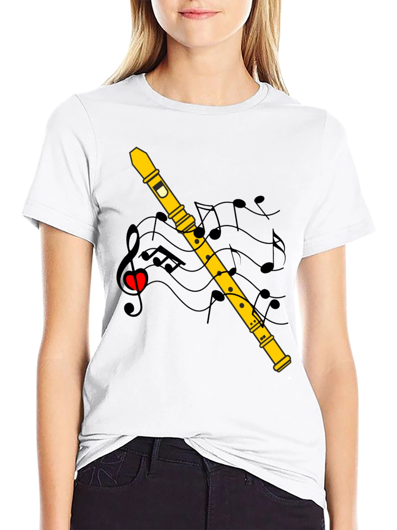Musical Flute T-Shirt - Black Cotton Tee