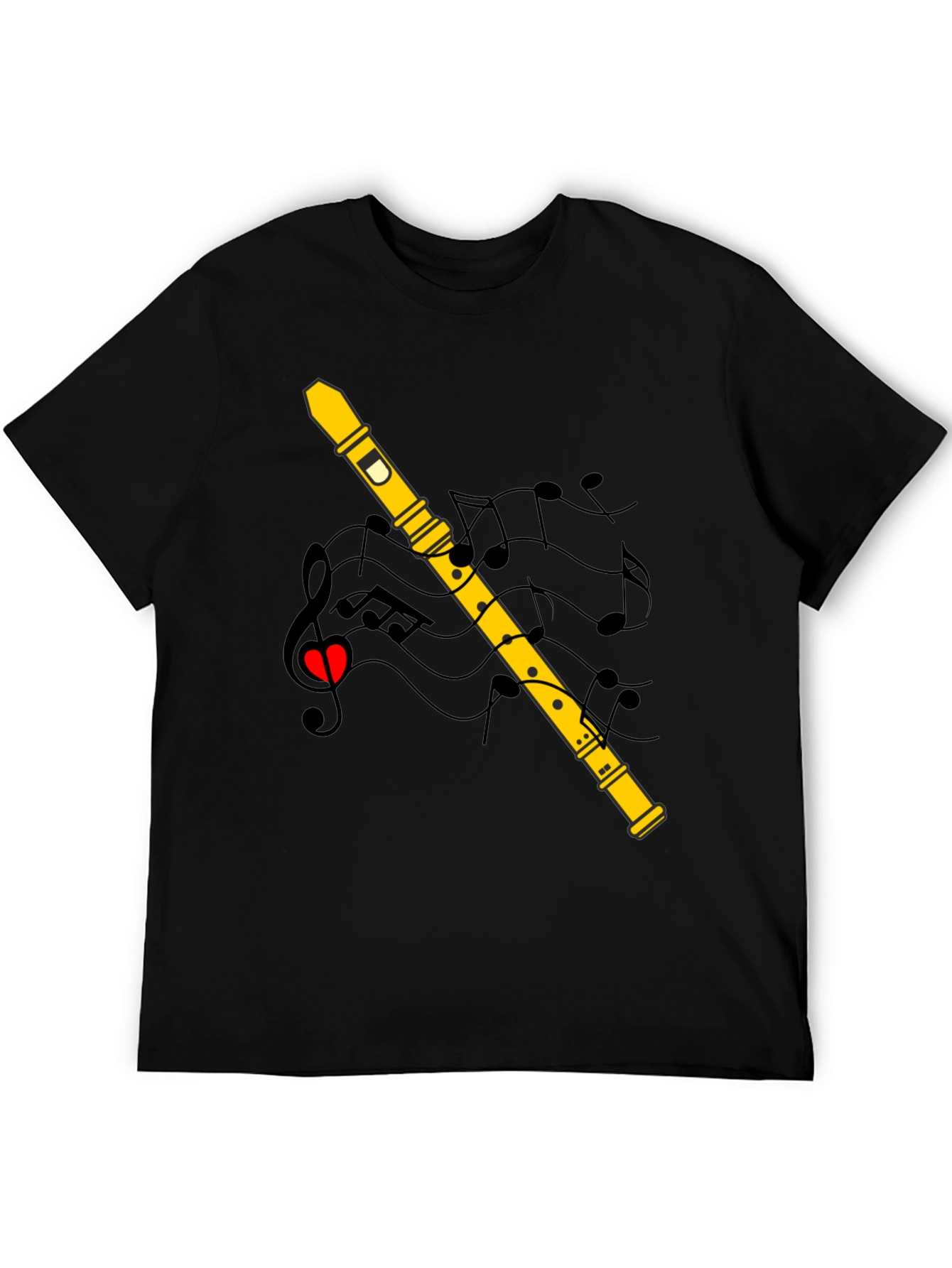 Musical Flute T-Shirt - Black Cotton Tee