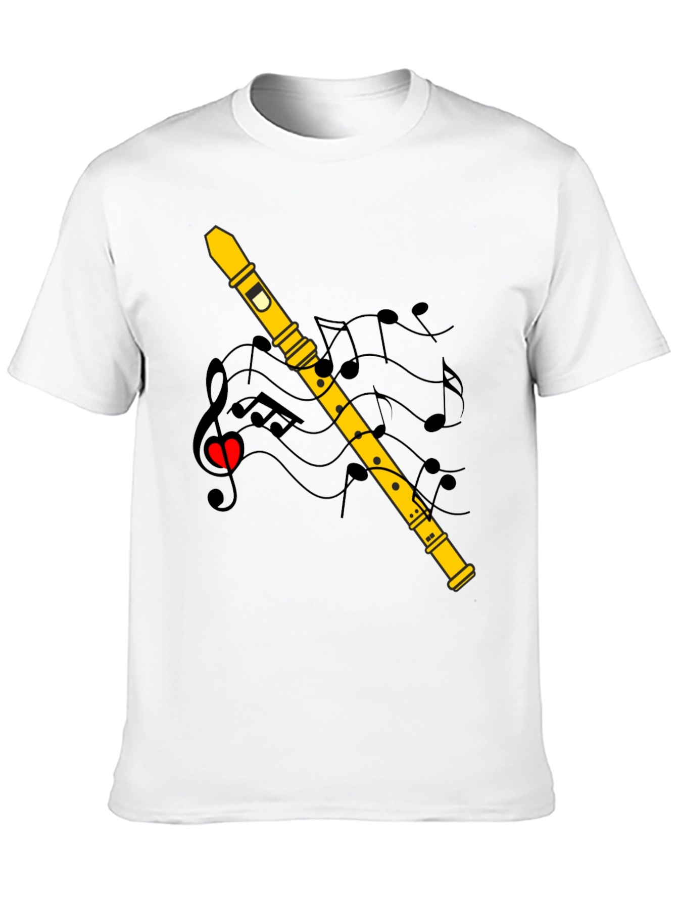 Musical Flute T-Shirt - Black Cotton Tee