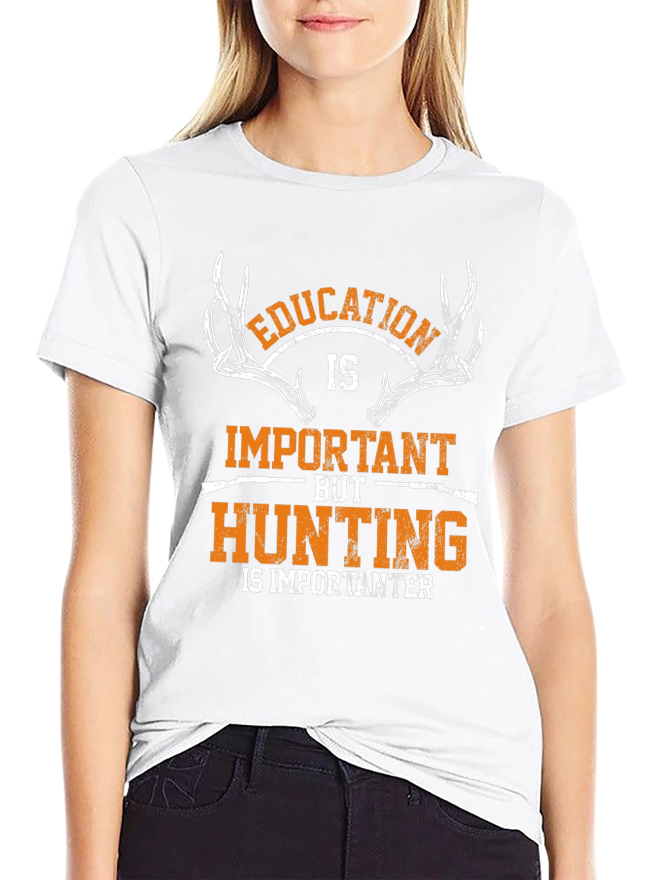 Education vs Hunting Graphic T-Shirt