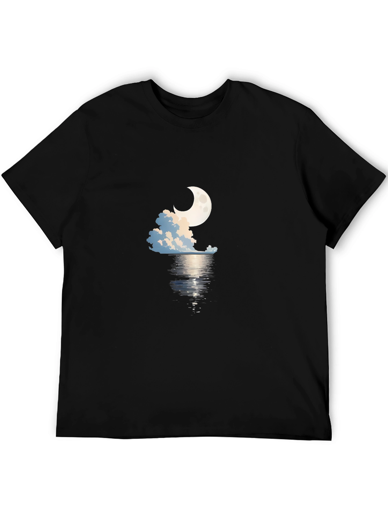 Moonlit Waters Graphic Tee - Black Cotton Blend