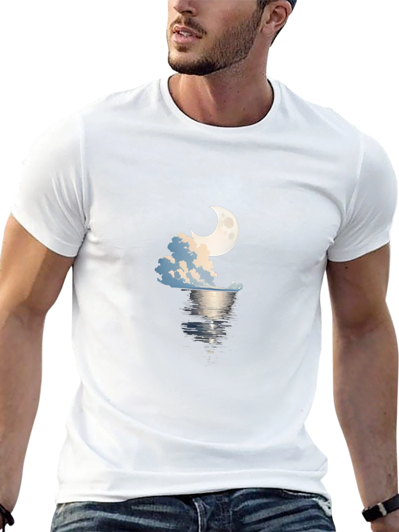 Moonlit Waters Graphic Tee - Black Cotton Blend