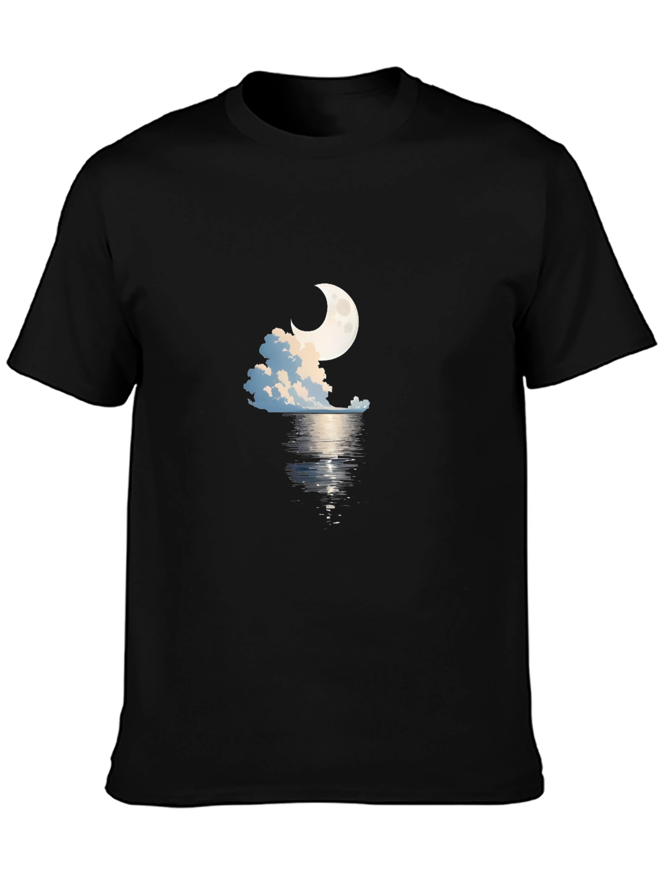 Moonlit Waters Graphic Tee - Black Cotton Blend