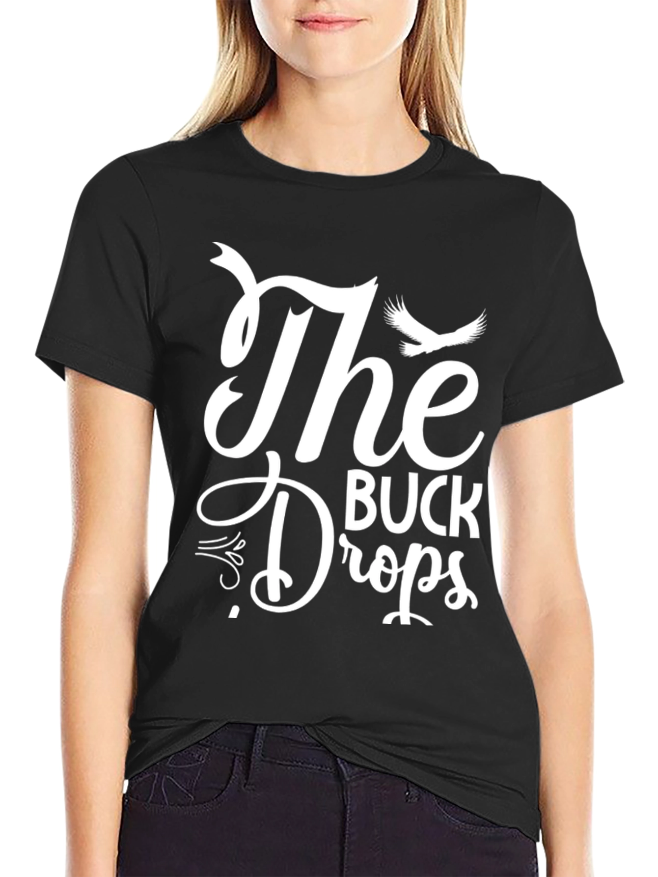 The Buck Drops Graphic Tee - Black Cotton T-Shirt