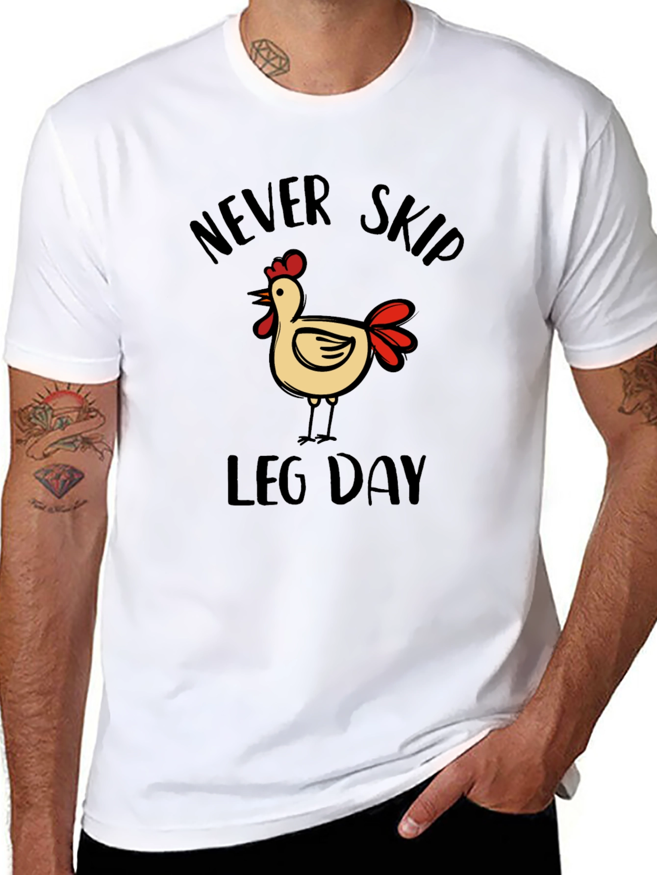Never Skip Leg Day Chicken Graphic T-Shirt
