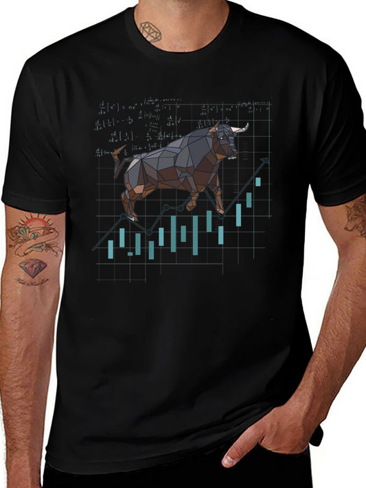 Bull Market T-Shirt - Geometric Stock Chart Design