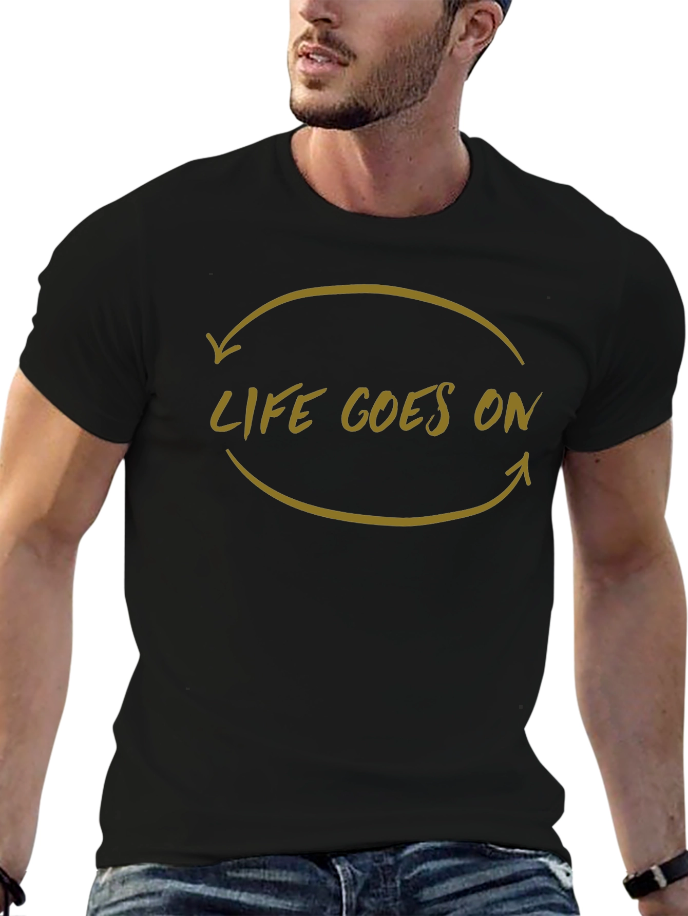 Life Goes On Graphic Tee - Black Cotton Shirt
