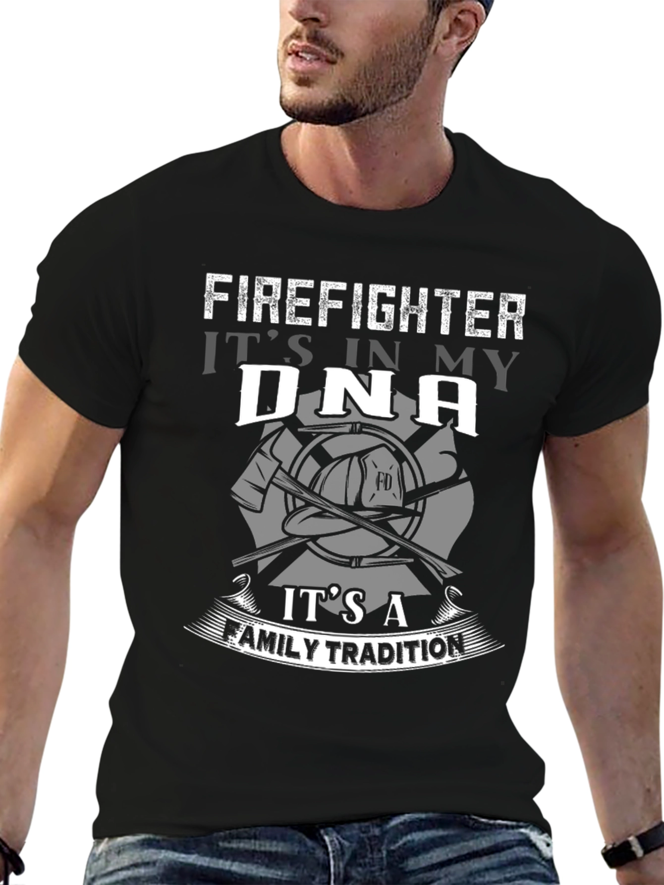 Firefighter DNA Family Tradition Black T-Shirt