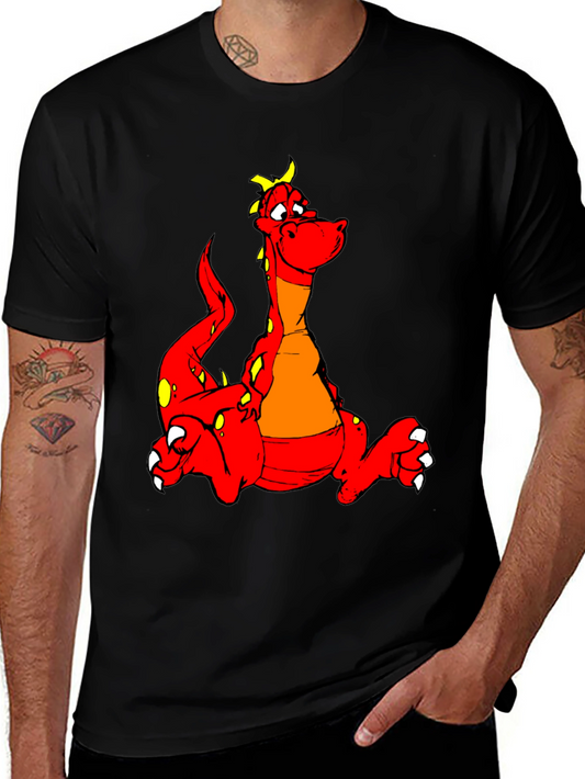 Cartoon Dragon Graphic Tee - Black T-Shirt