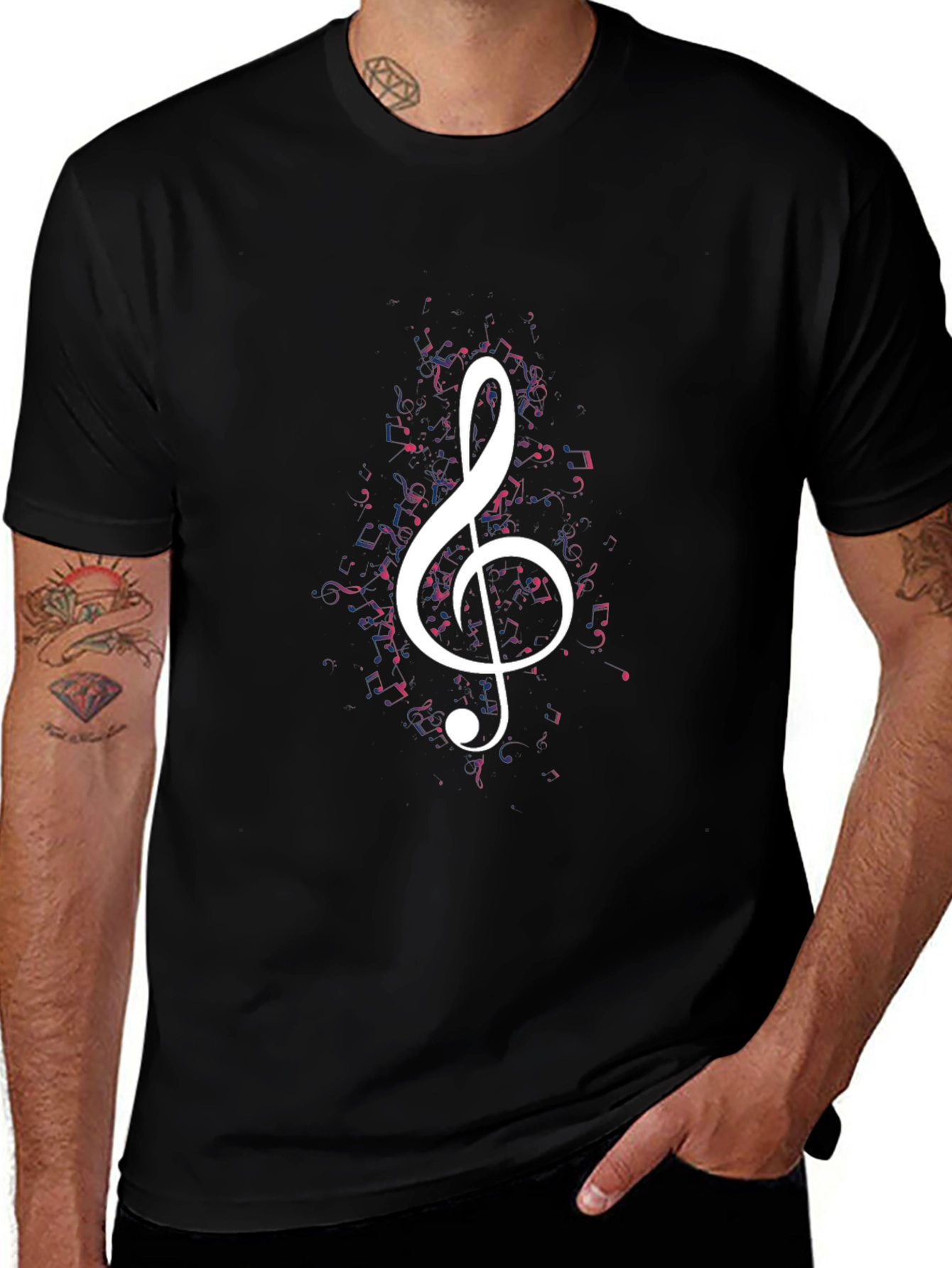 Musical Clef Graphic Black T-Shirt