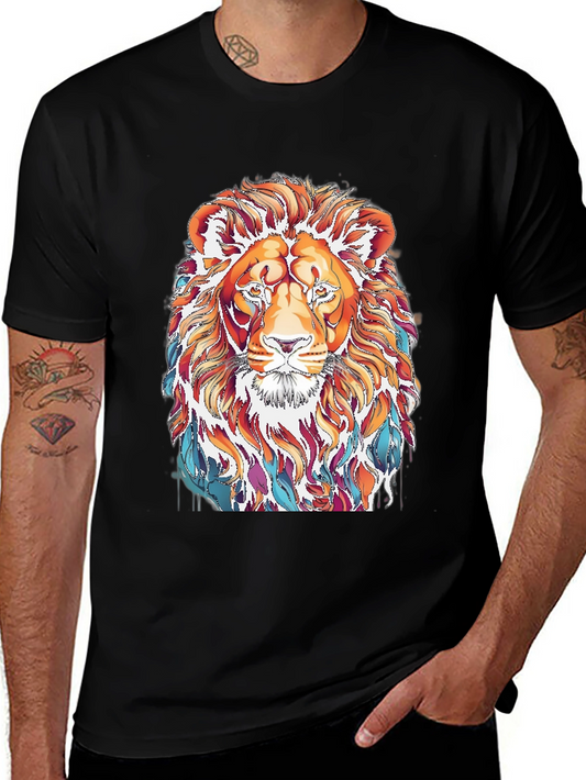 Lion Graphic Print T-Shirt - Stylish Mens Tee