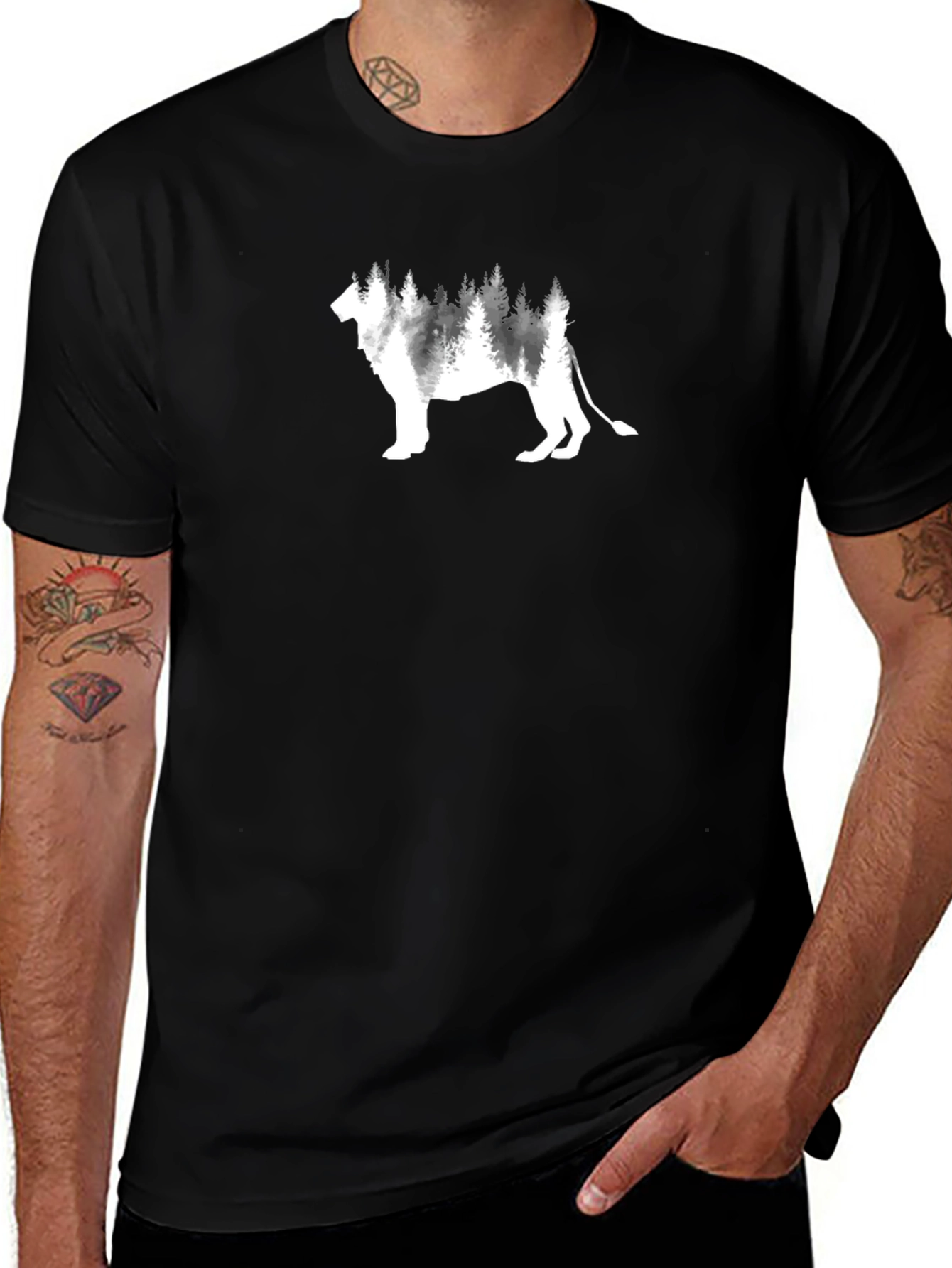 Lion Forest Graphic T-Shirt - Stylish Nature Tee