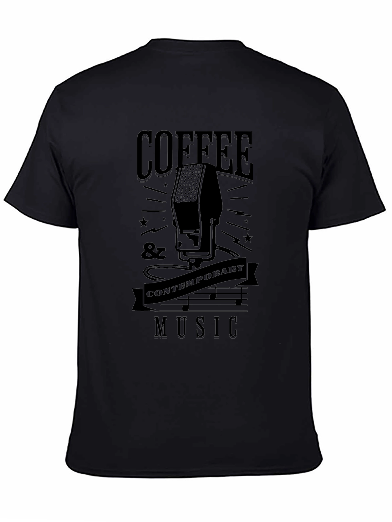 Coffee & Contemporary Music Black Graphic T-Shirt