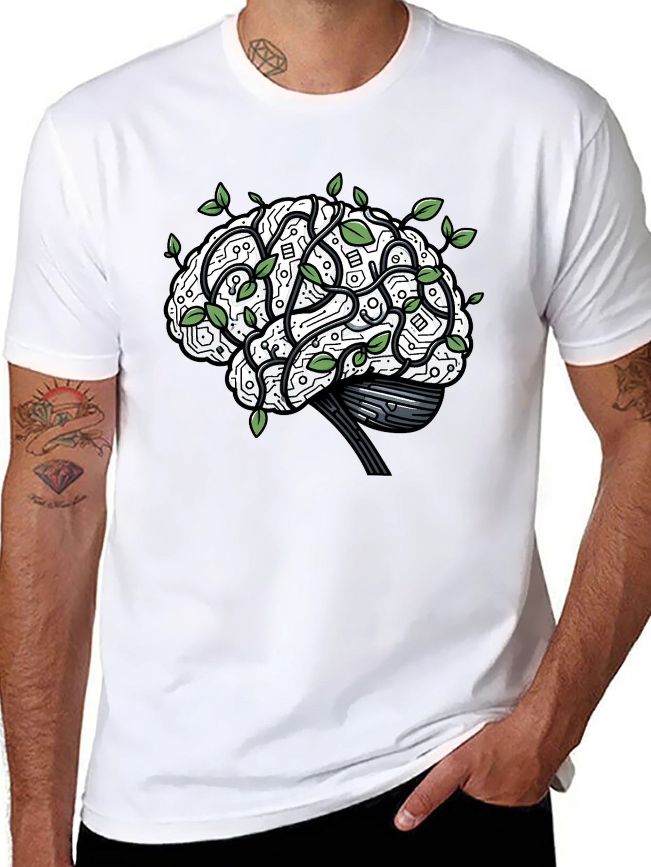 Brain Circuitry T-Shirt - Mind & Tech Fusion