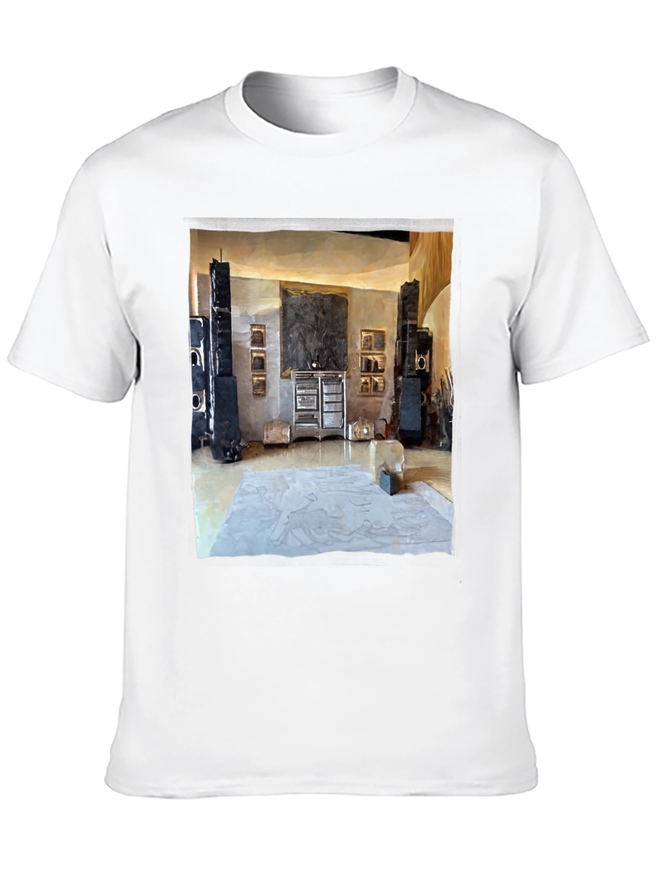 Artistic Living Room Print Black T-Shirt
