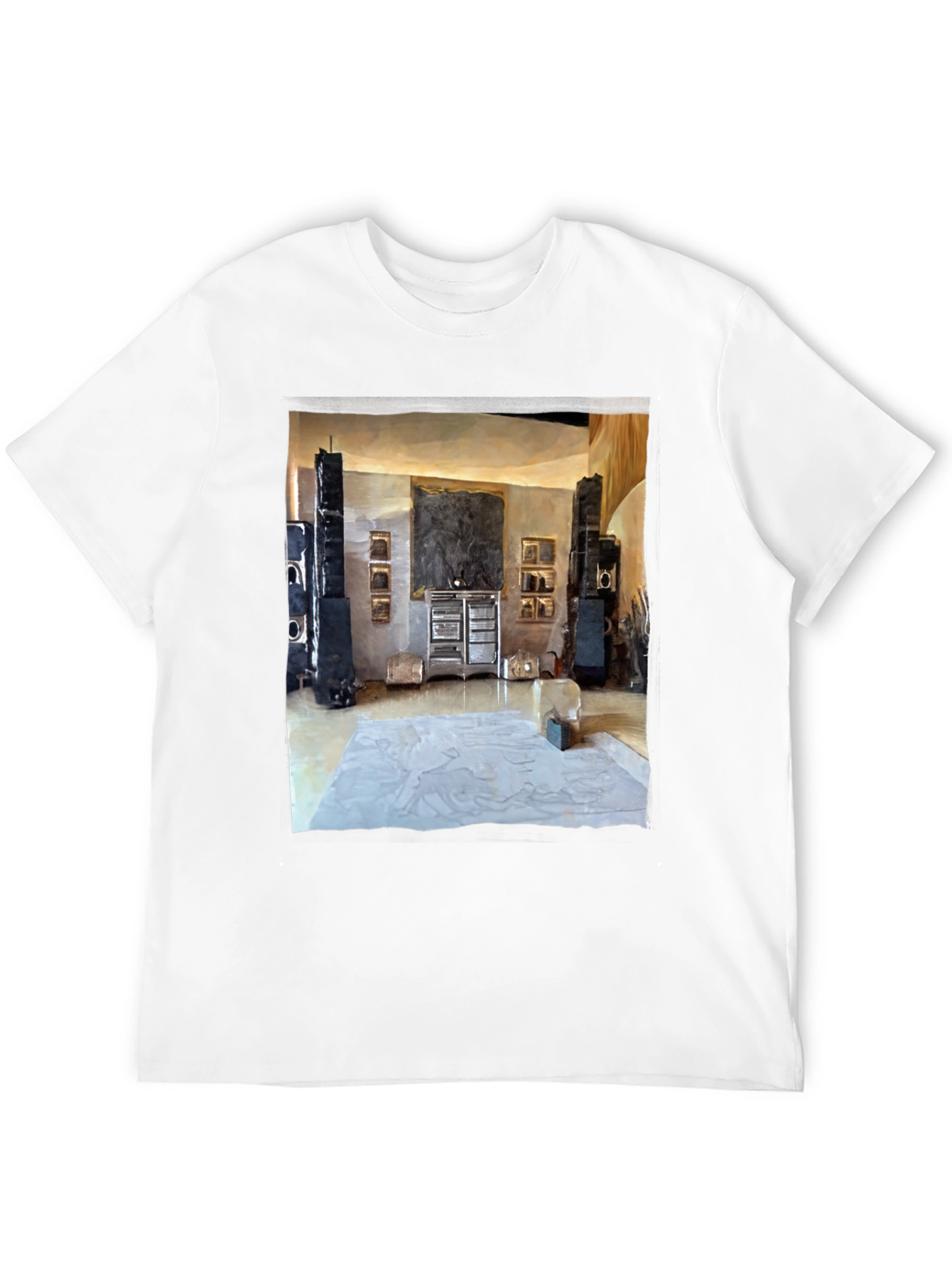 Artistic Living Room Print Black T-Shirt