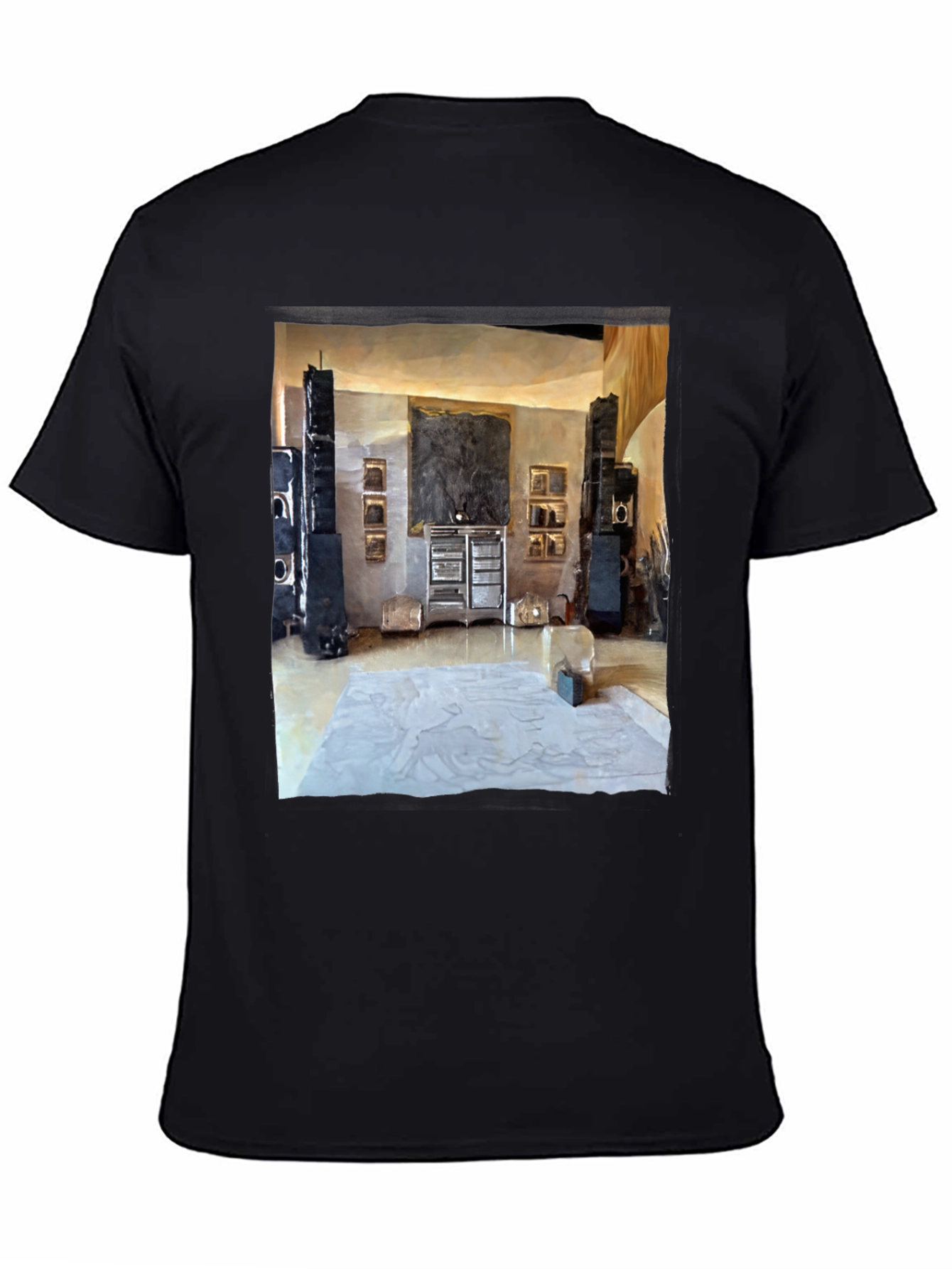 Artistic Living Room Print Black T-Shirt